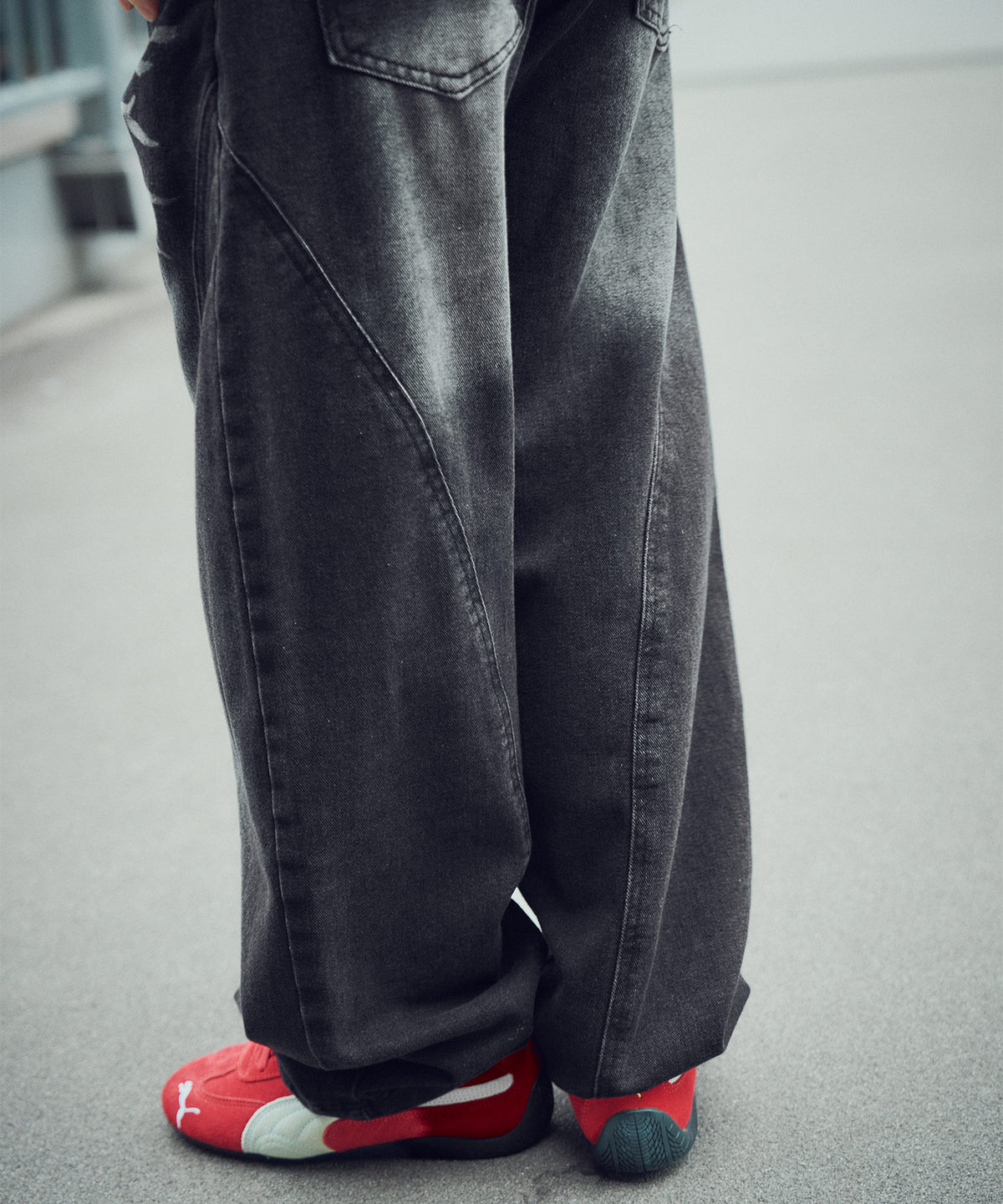 Curve seam wide denim pants-thumbmail-15