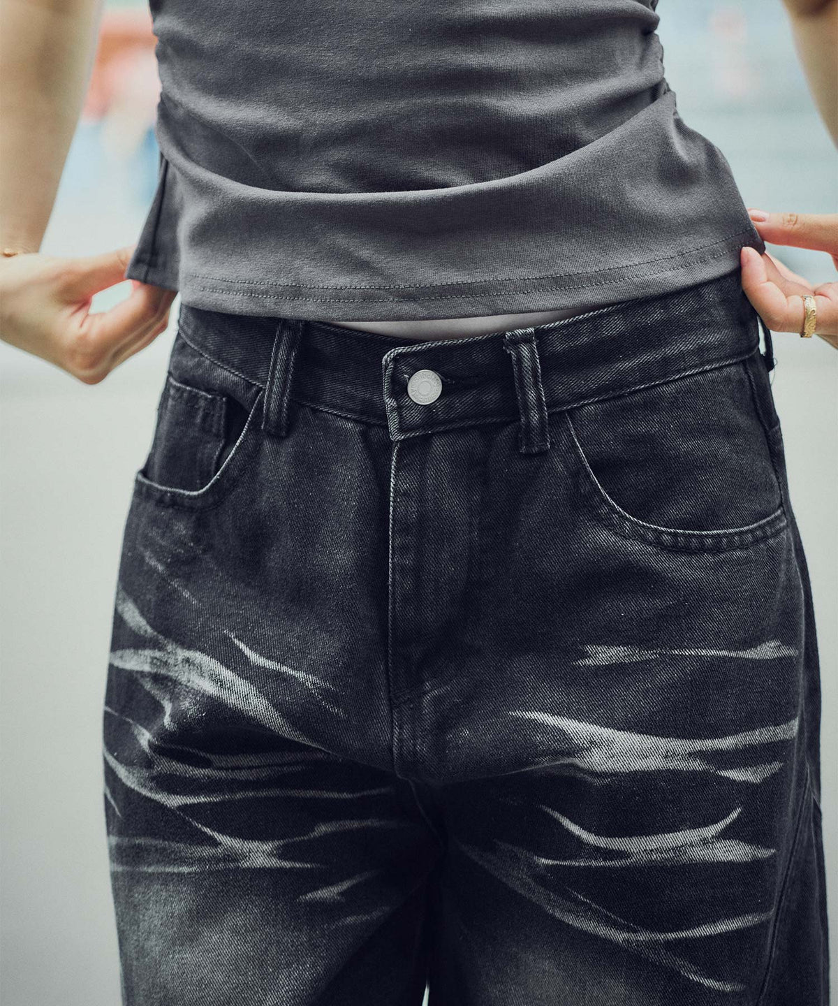 Curve seam wide denim pants-thumbmail-14