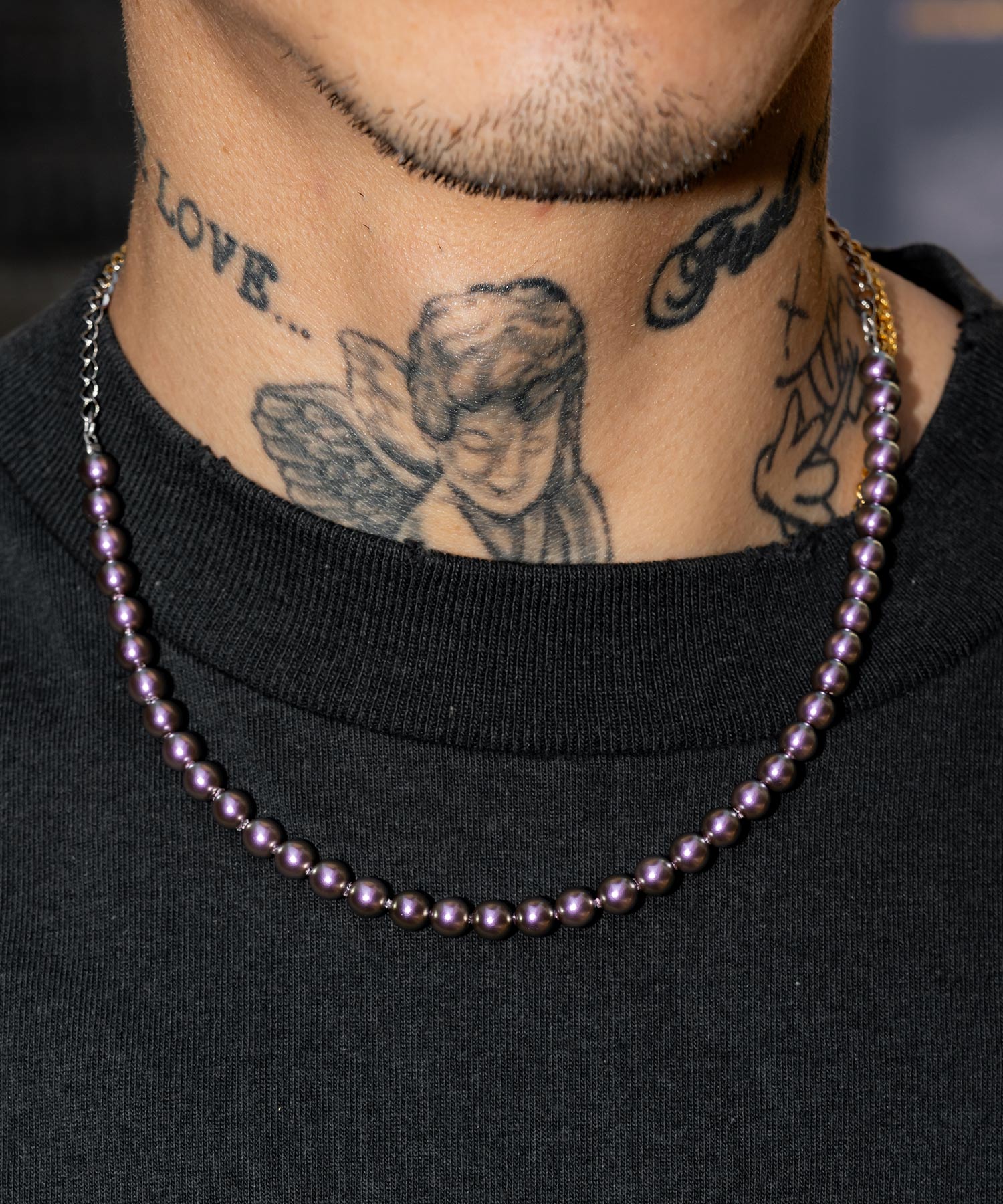 Pearl chain combi necklace