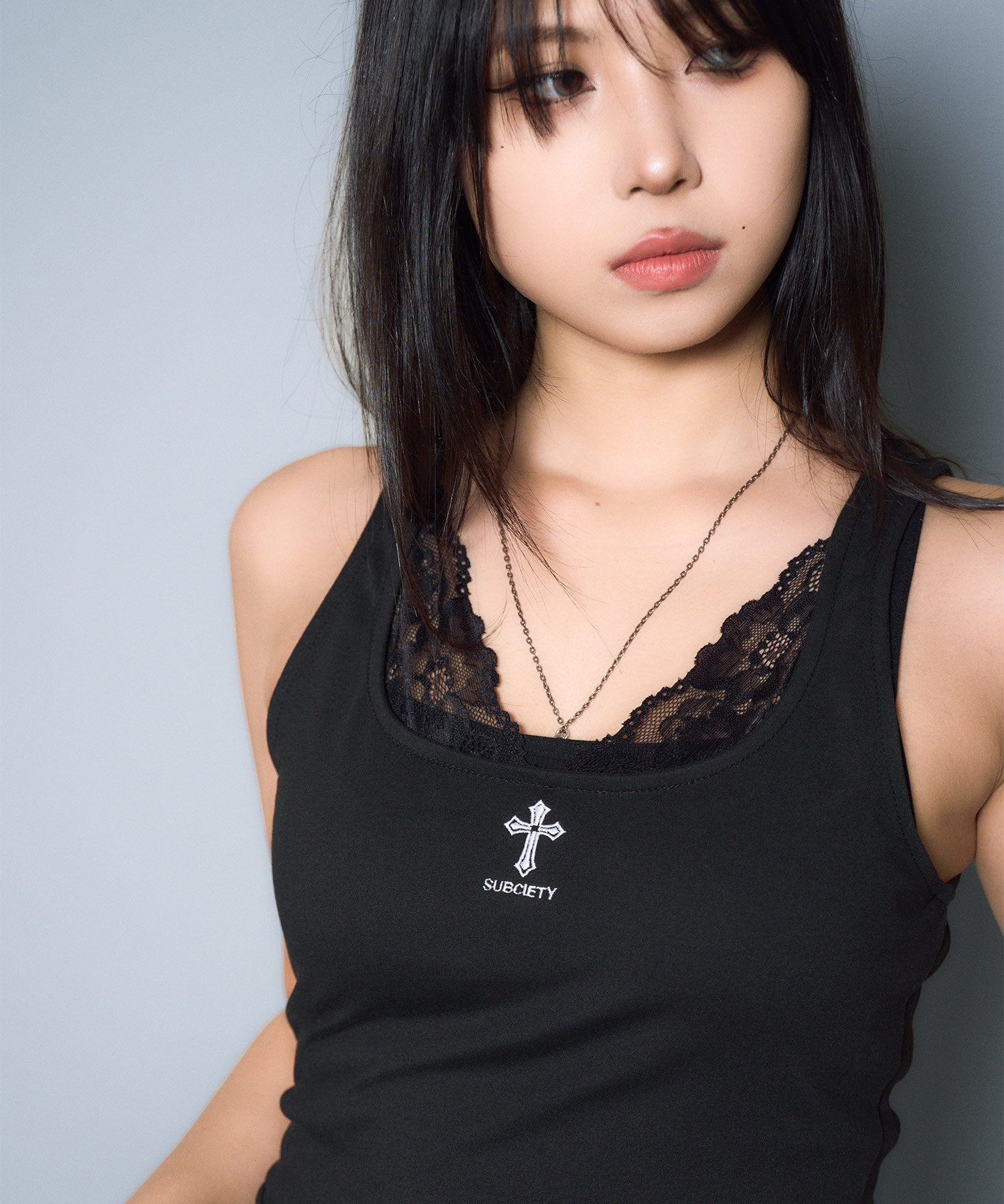 Cross lace tank top