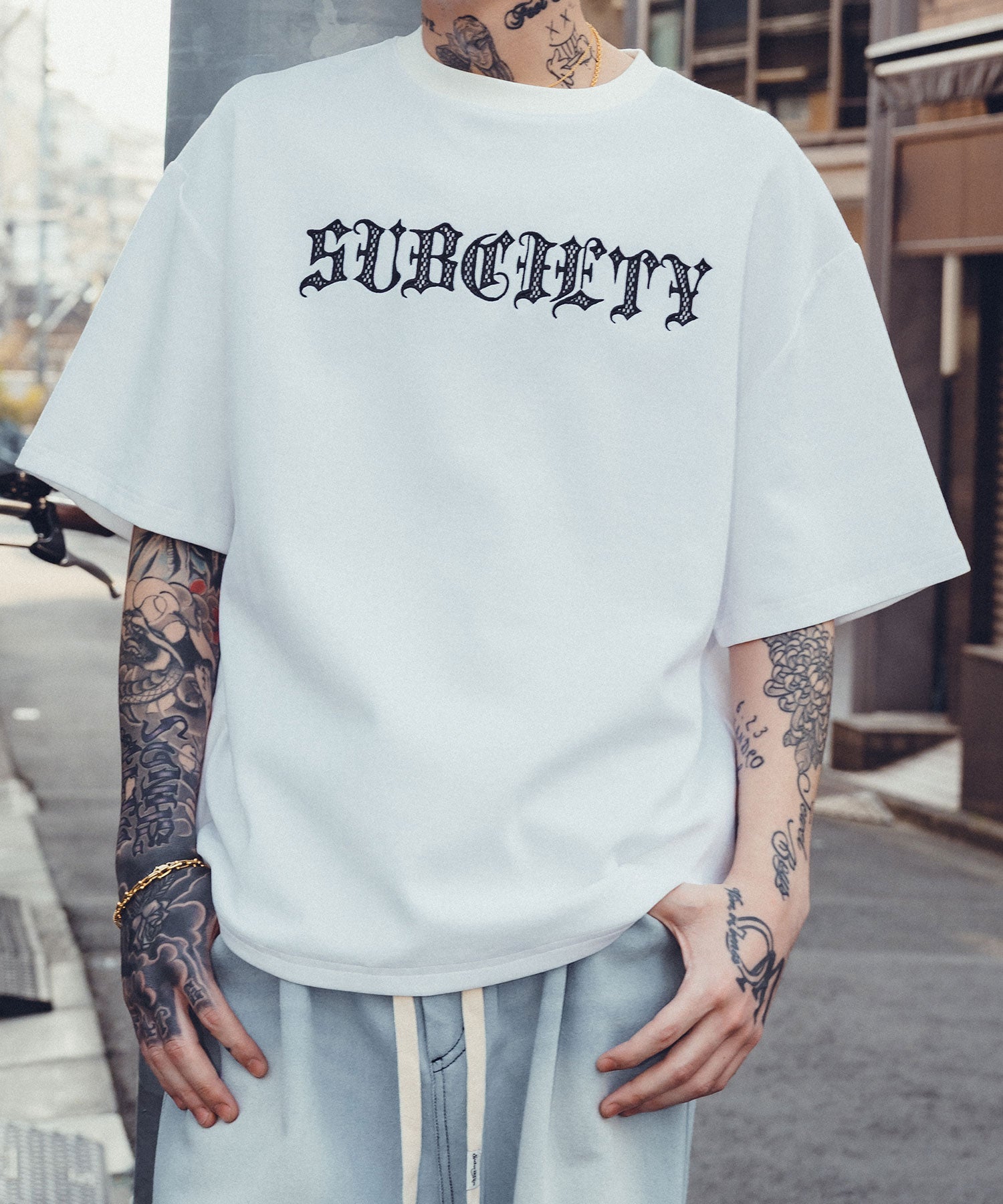 Mesh patched tee