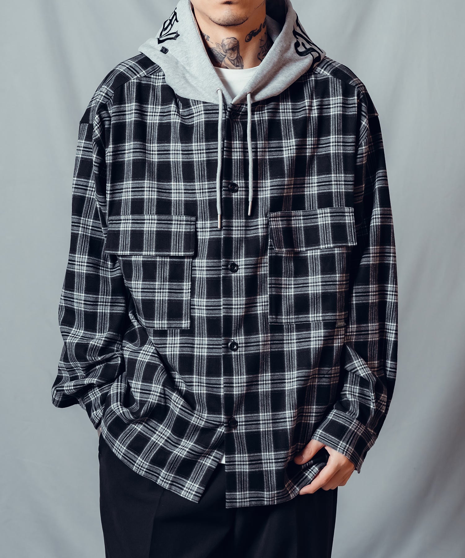 Hooded check shirt