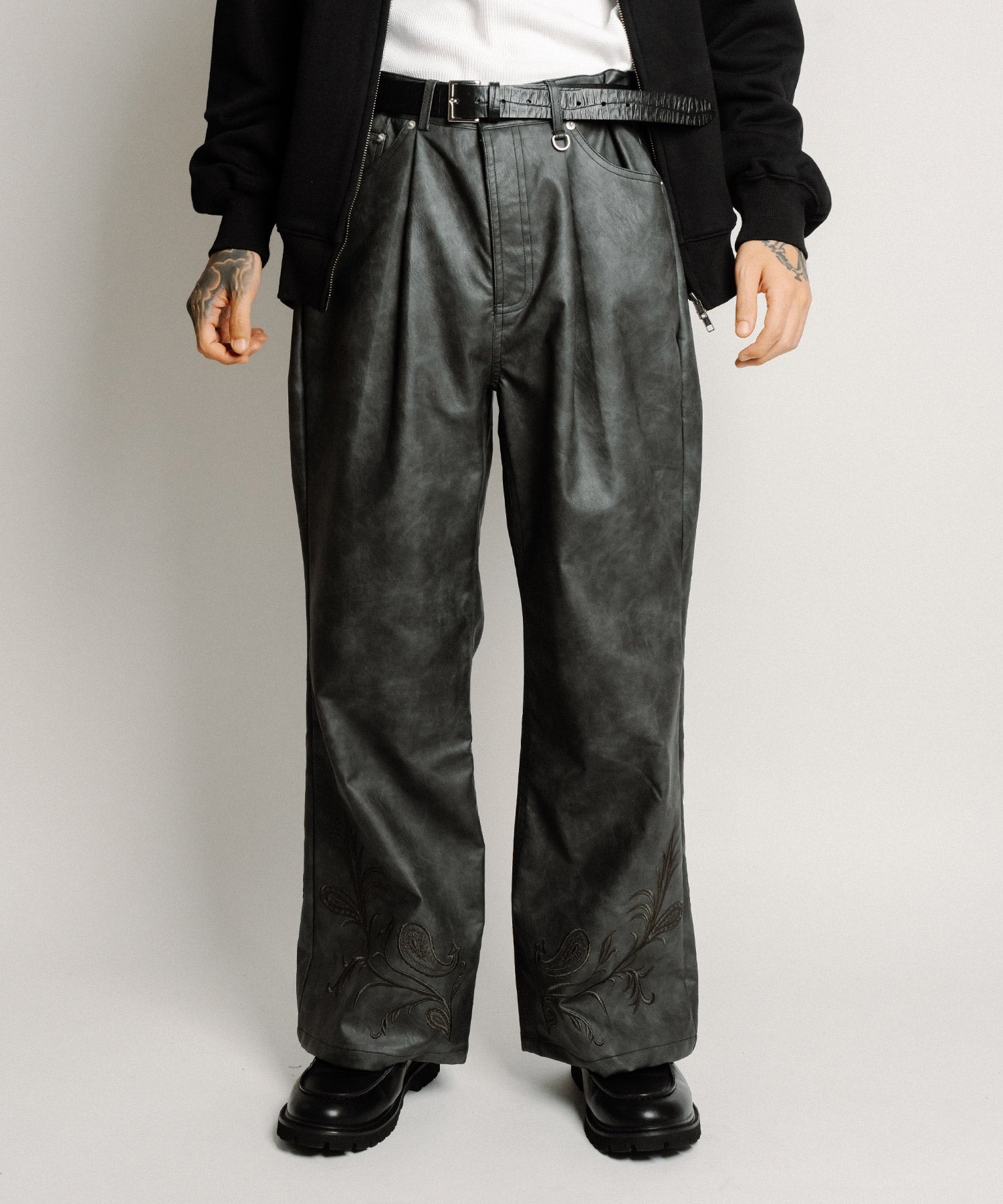 Faux leather pants