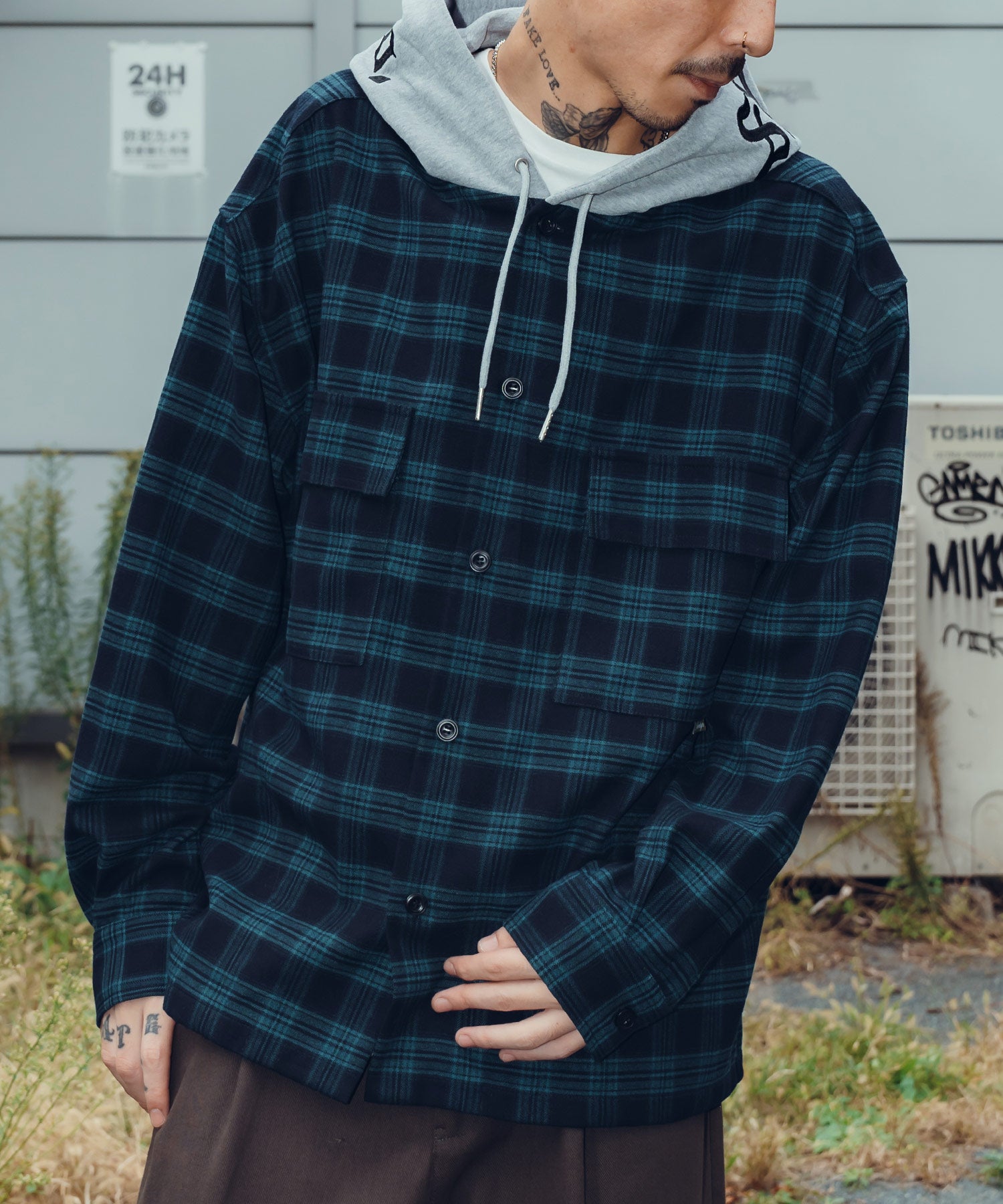 Hooded check shirt