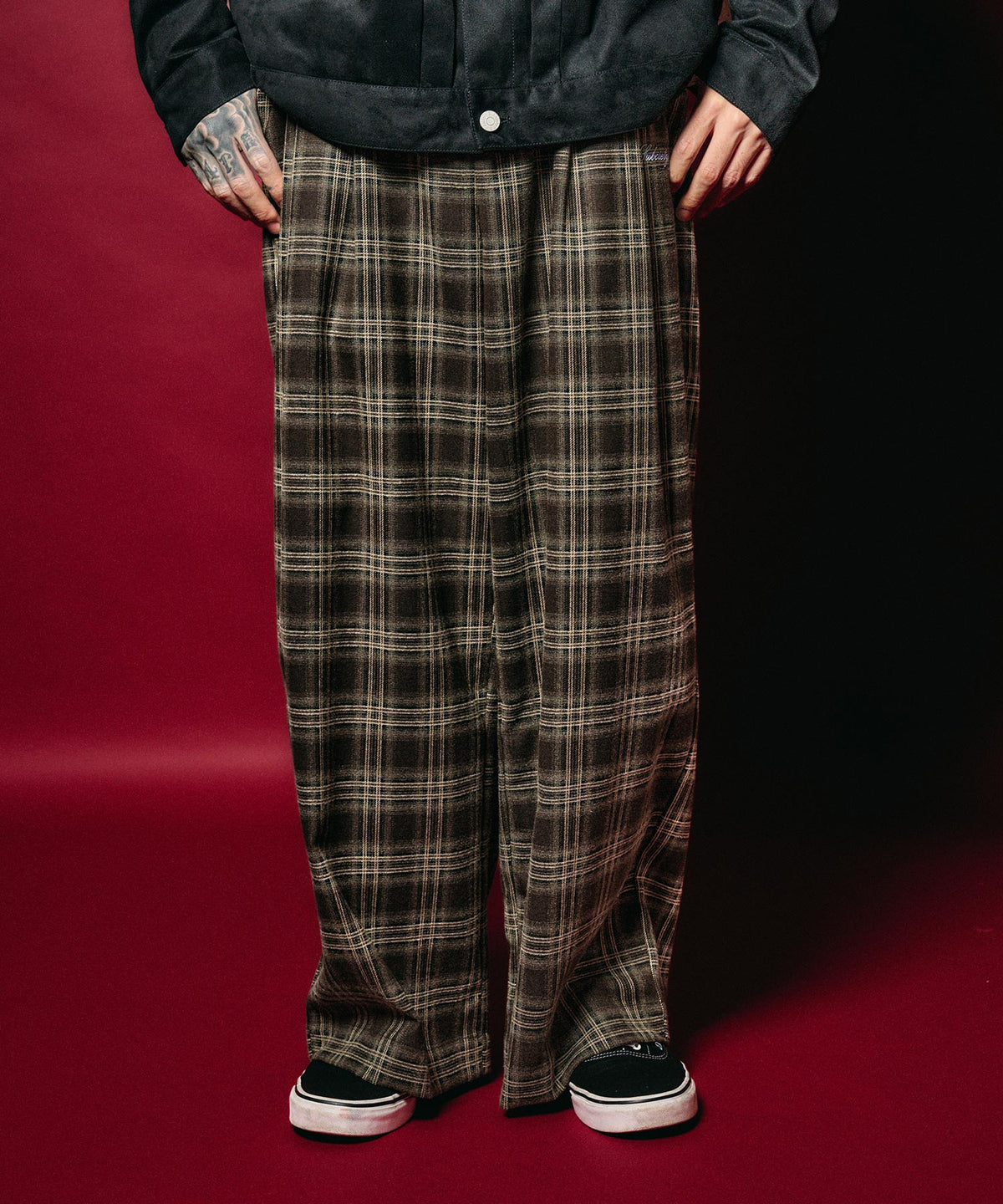 Wide straight check slacks-thumbmail-5