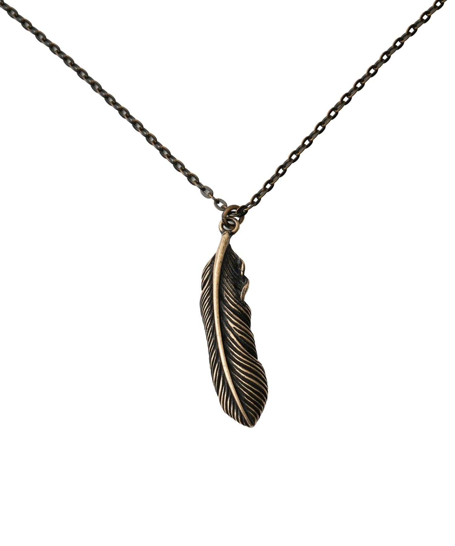 Metal necklace-feather-