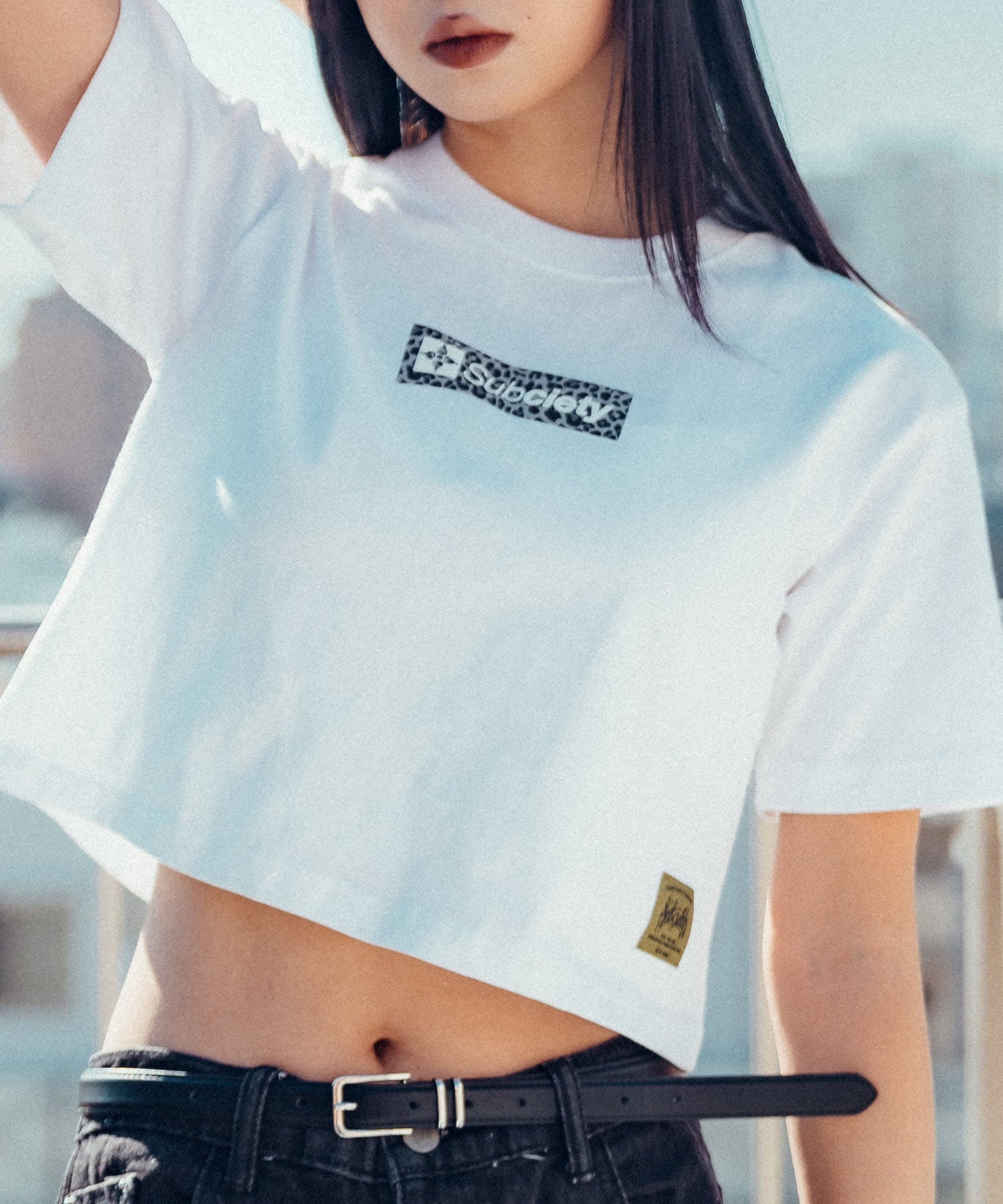 Cropped leopard box tee【WOMEN】