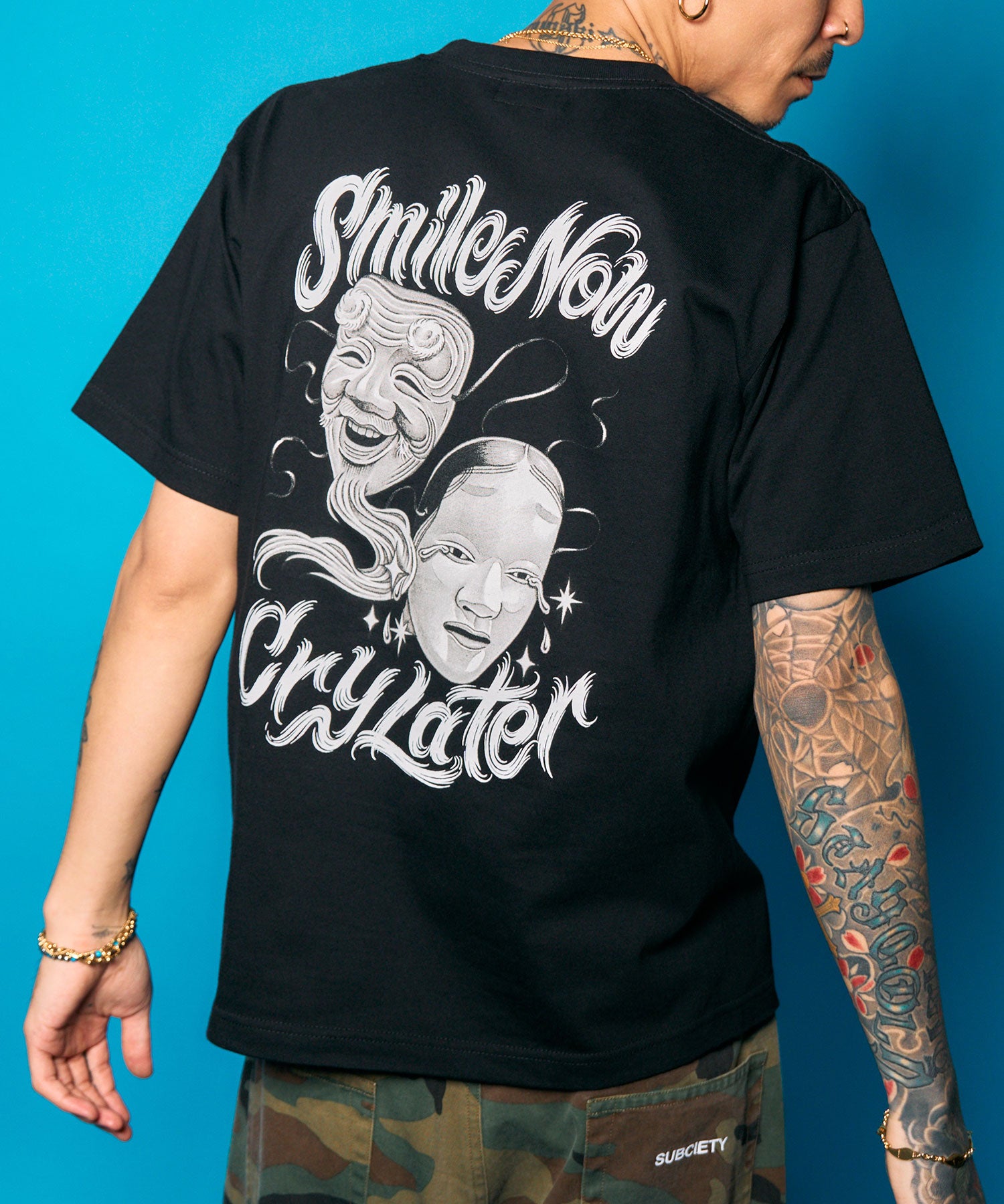 Noh-mask two face tee