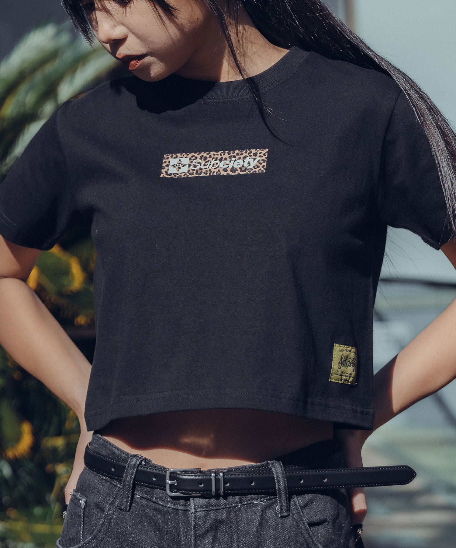 Cropped leopard box tee【WOMEN】