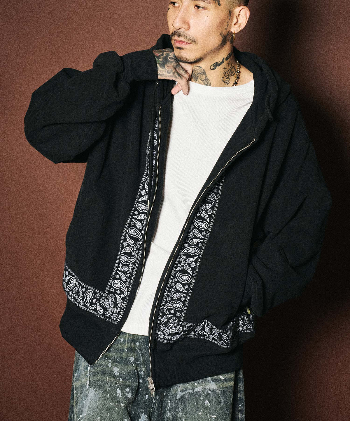 Embroidery bandanna hoodie