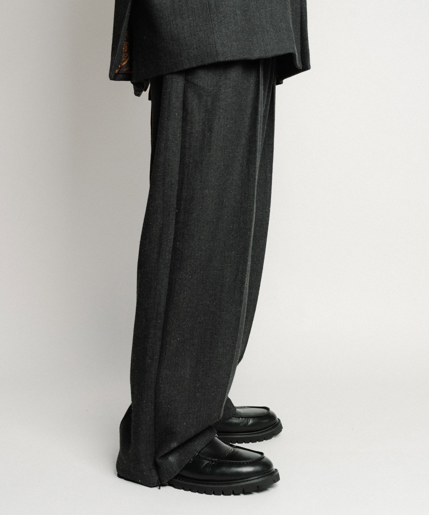 Herringbone side zip wide slacks-thumbmail-8