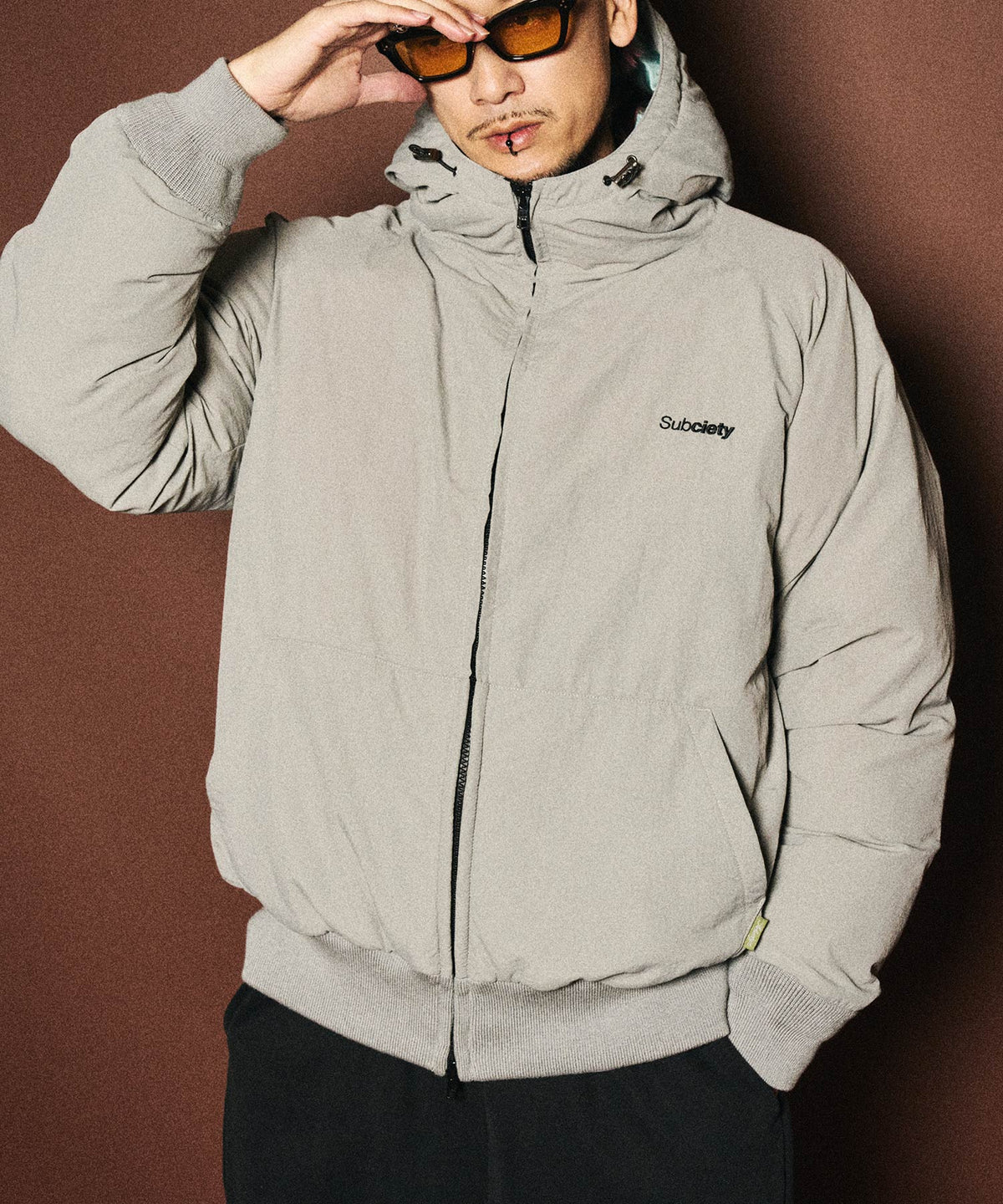 Nylon puff hooded jkt
