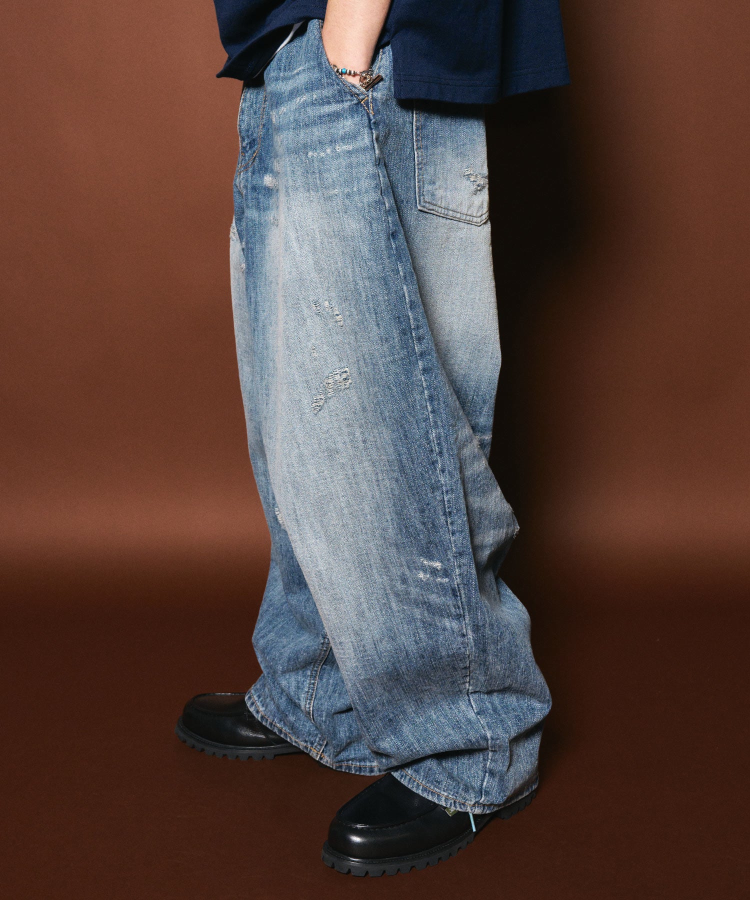 Damaged wide balloon denim pants-thumbmail-5