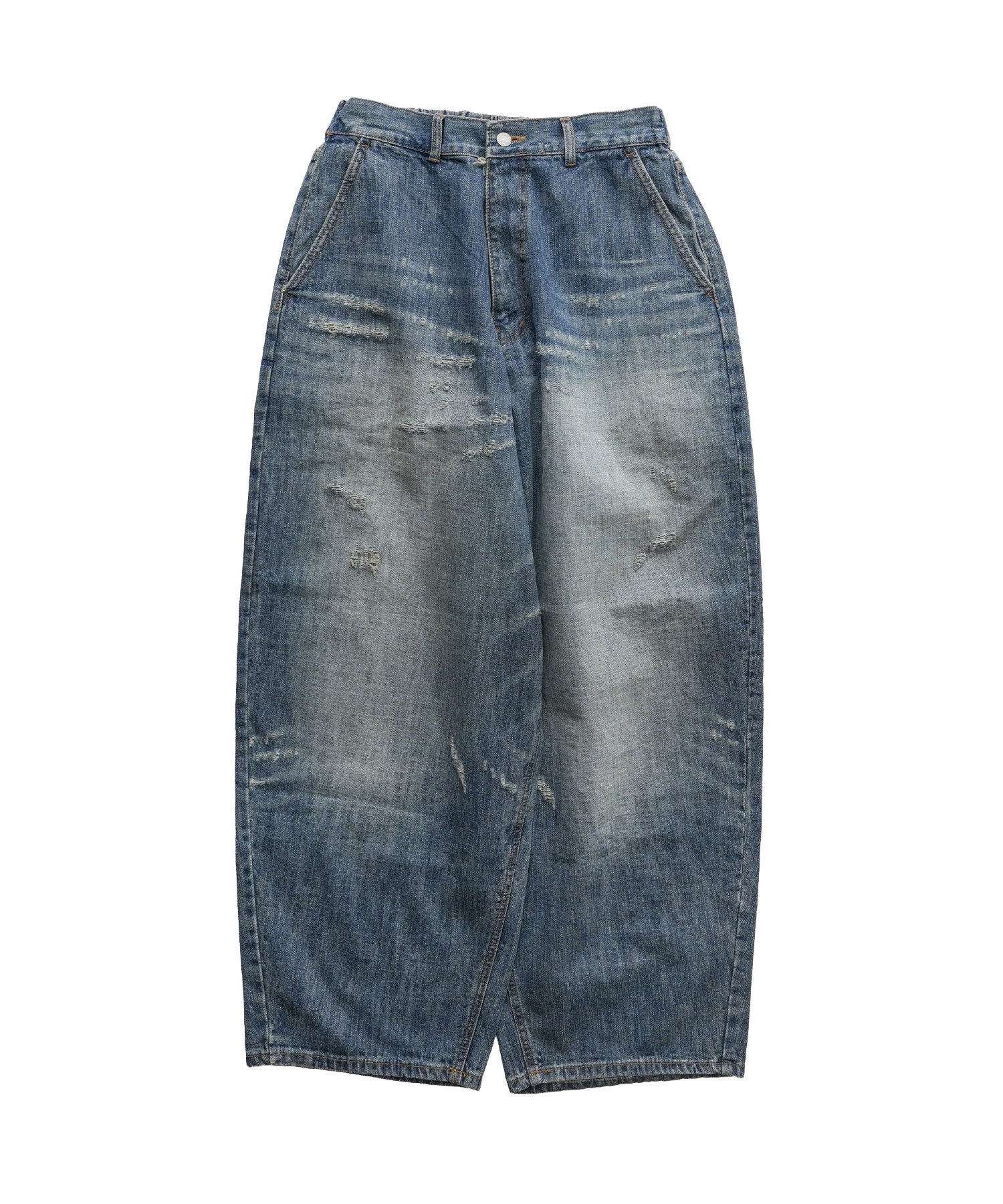 Damaged wide balloon denim pants-thumbmail-2