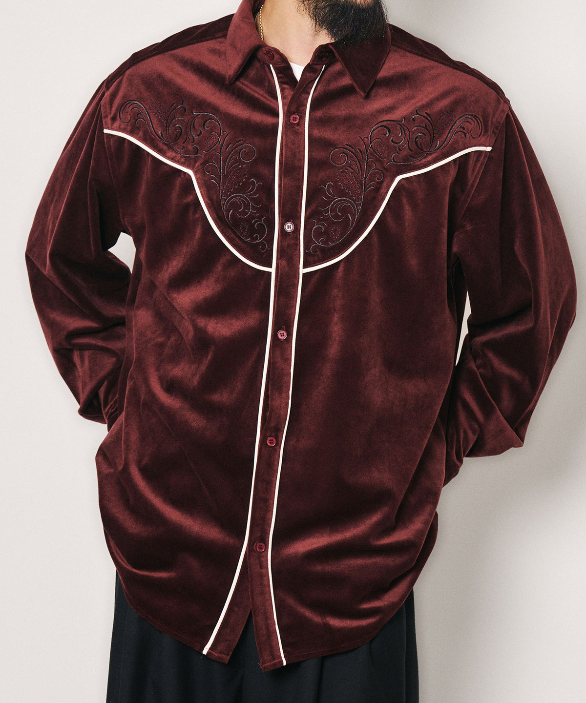 Embroidered velour western shirt