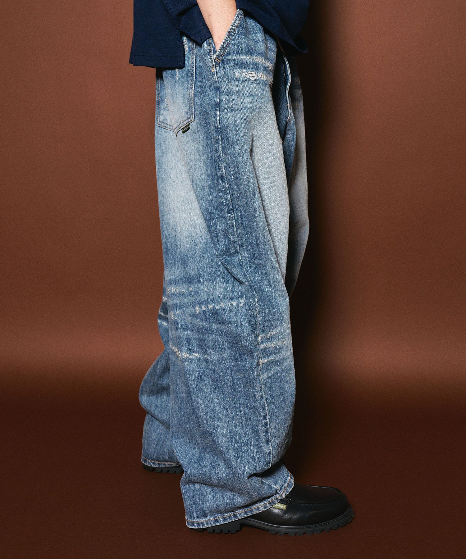 Damaged wide balloon denim pants-thumbmail-7