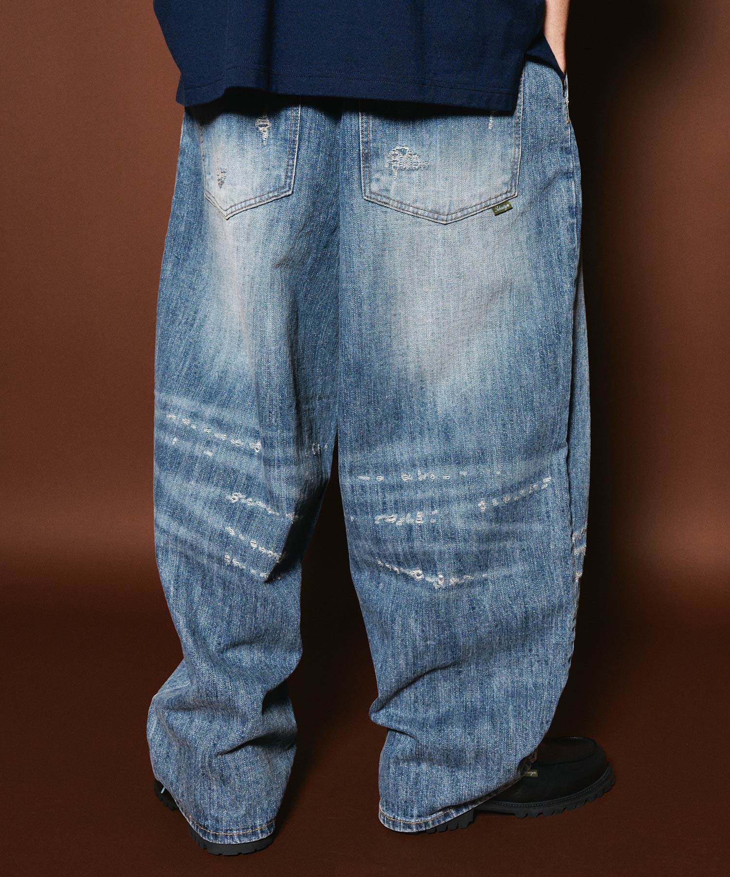Damaged wide balloon denim pants-thumbmail-6