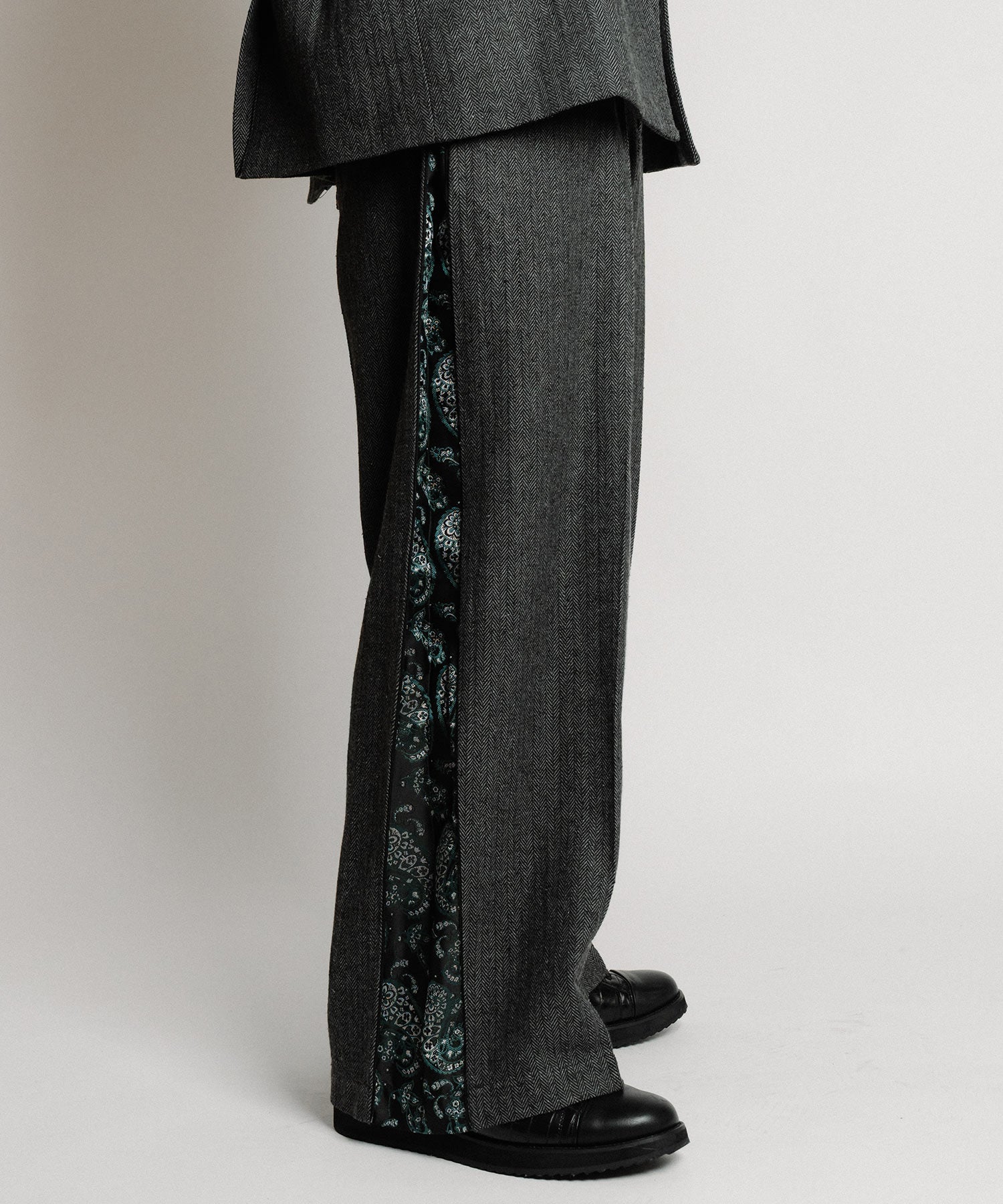 Herringbone side zip wide slacks-thumbmail-27