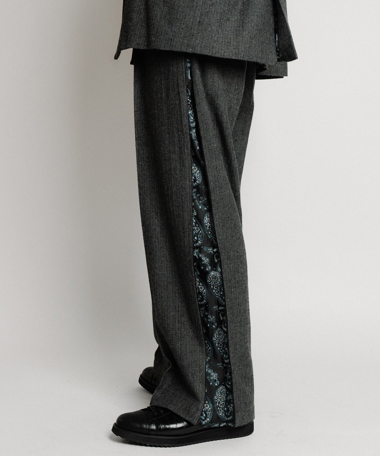 Herringbone side zip wide slacks-thumbmail-29