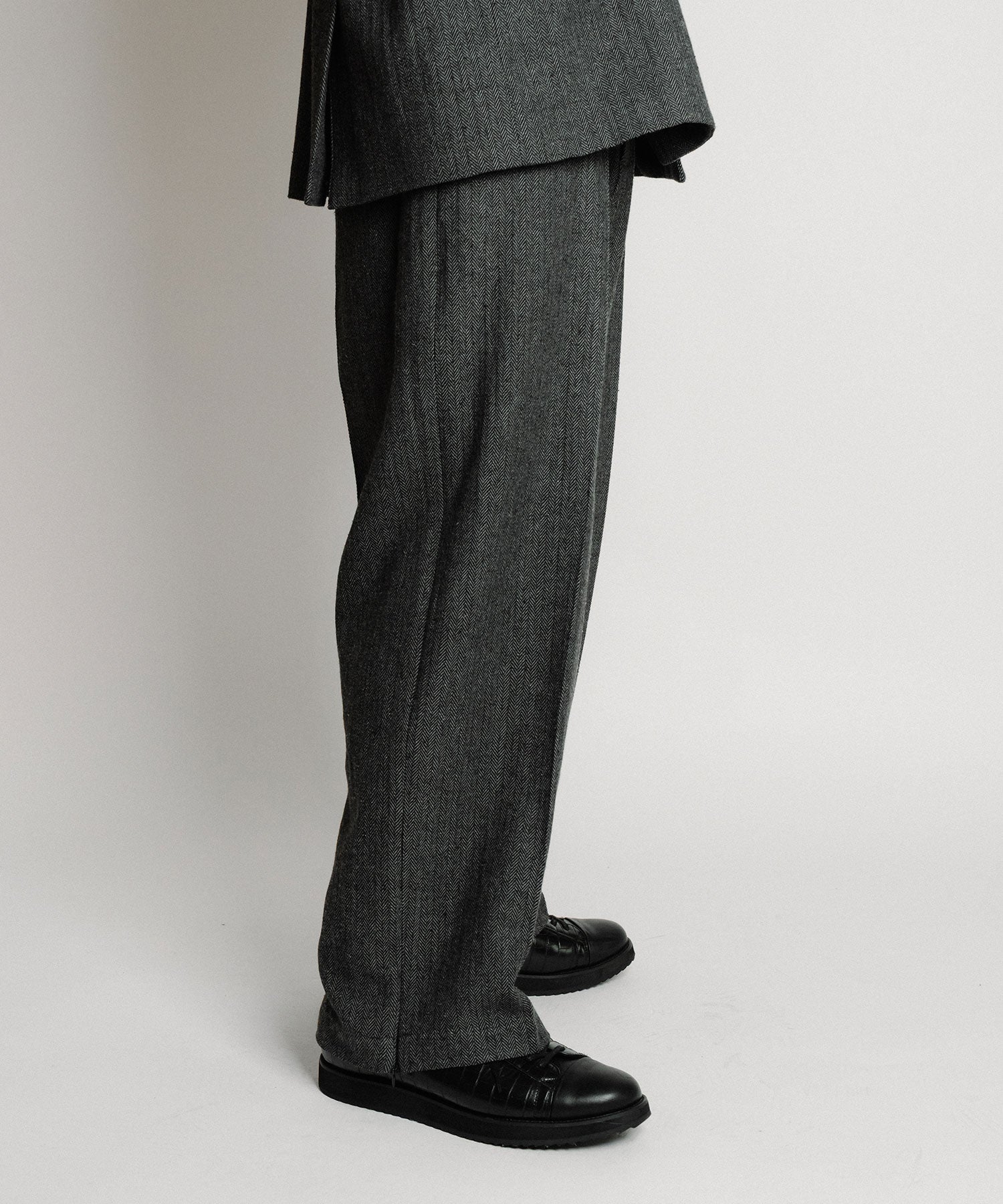 Herringbone side zip wide slacks-thumbmail-22
