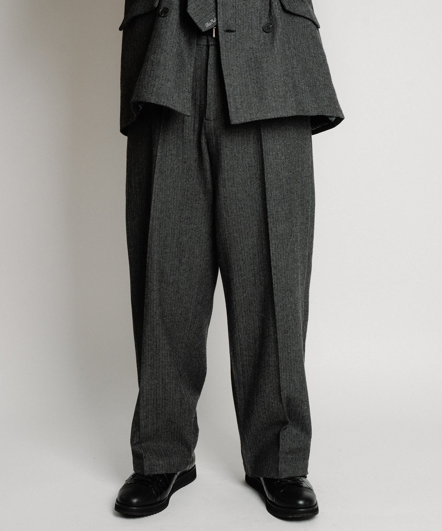 Herringbone side zip wide slacks-thumbmail-21