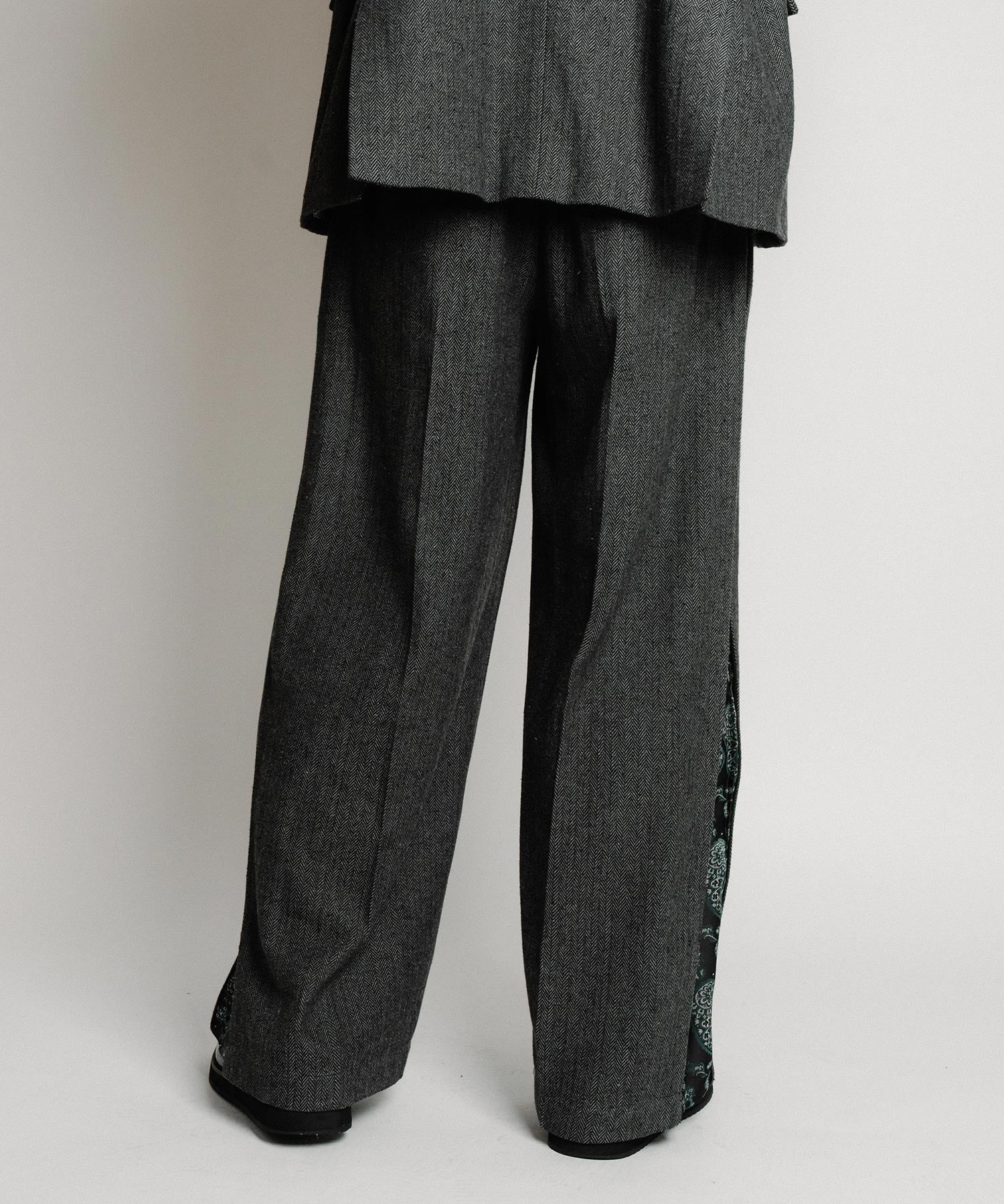 Herringbone side zip wide slacks-thumbmail-28