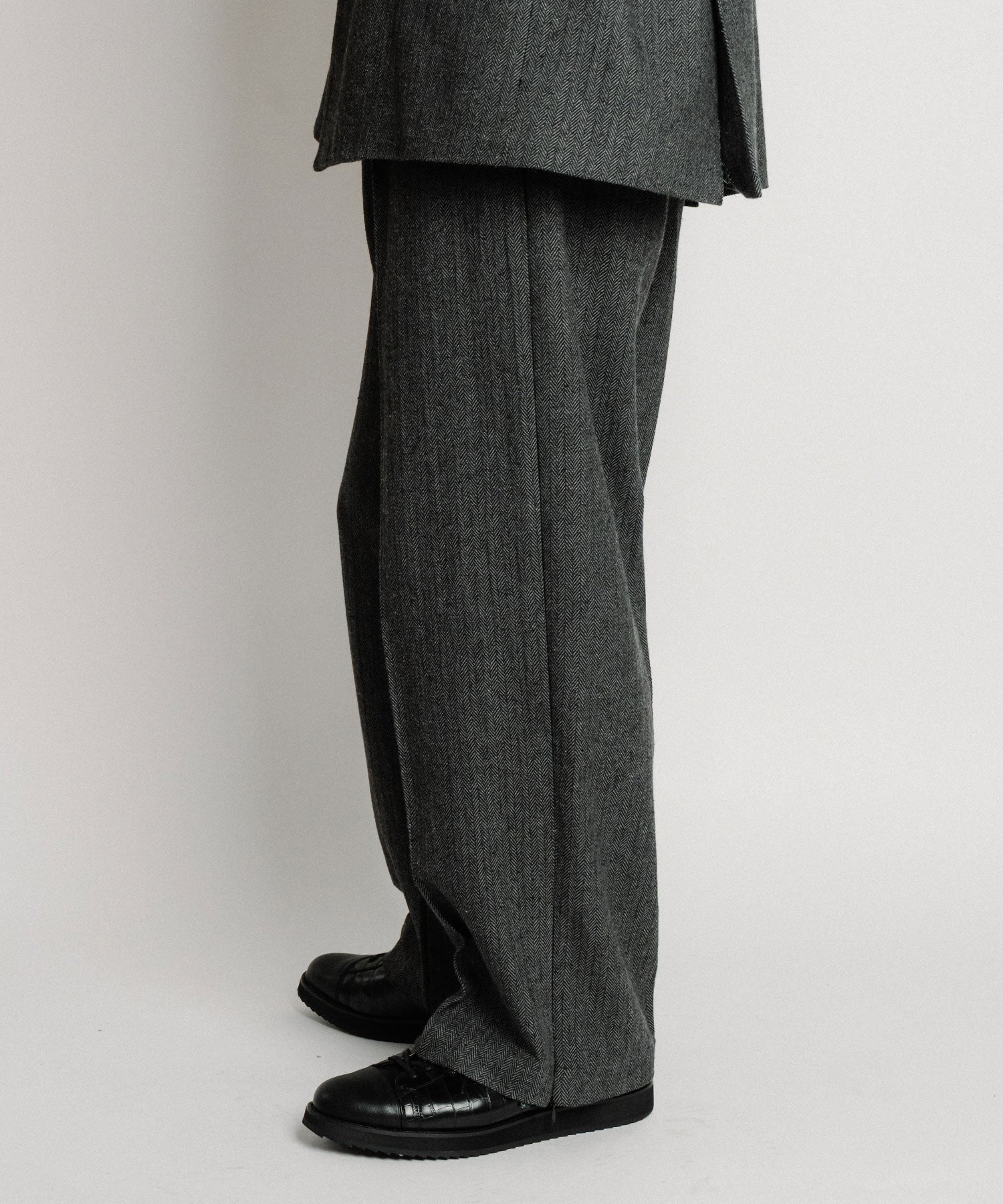 Herringbone side zip wide slacks-thumbmail-24