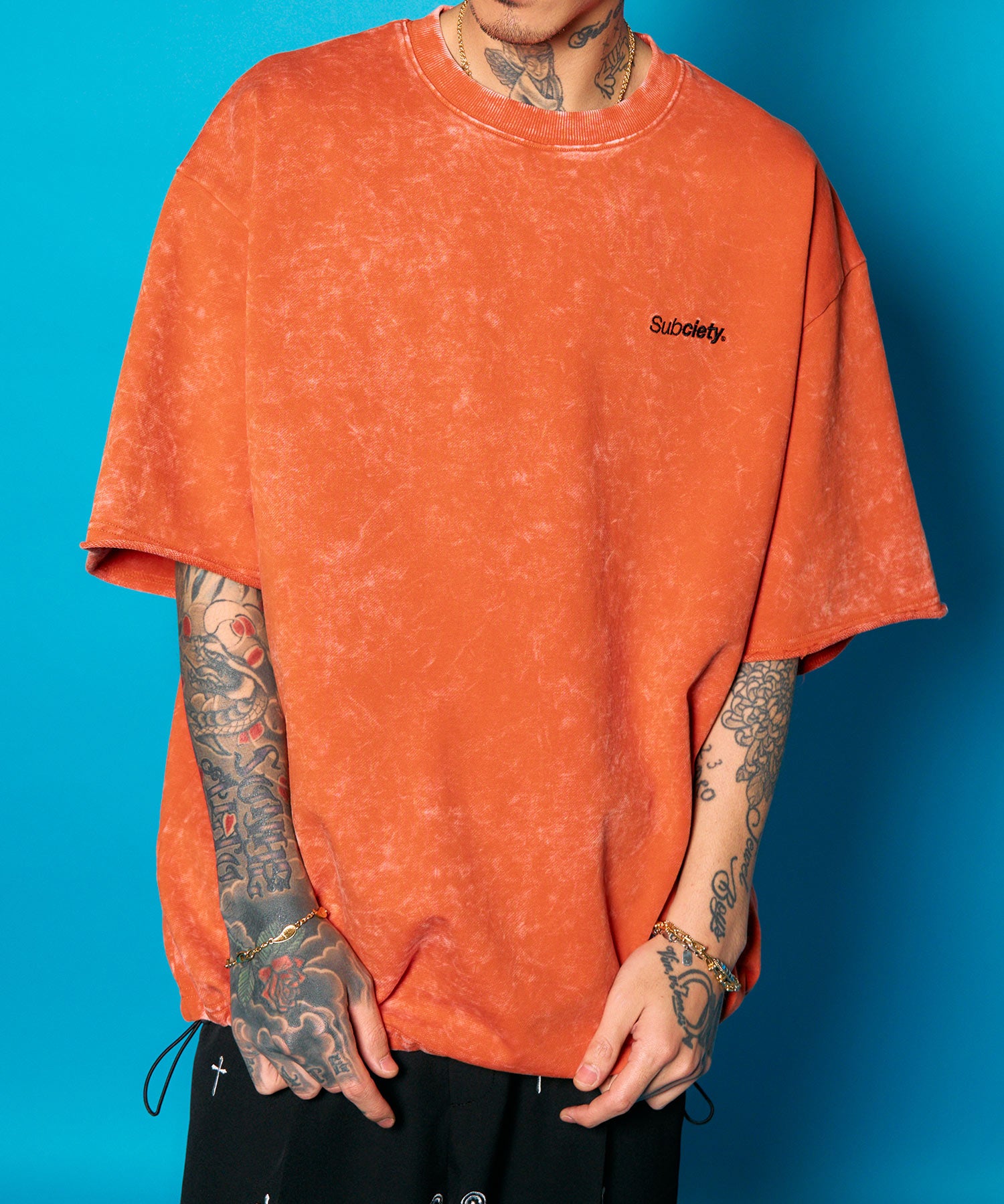 Washed sweat drawstring tee