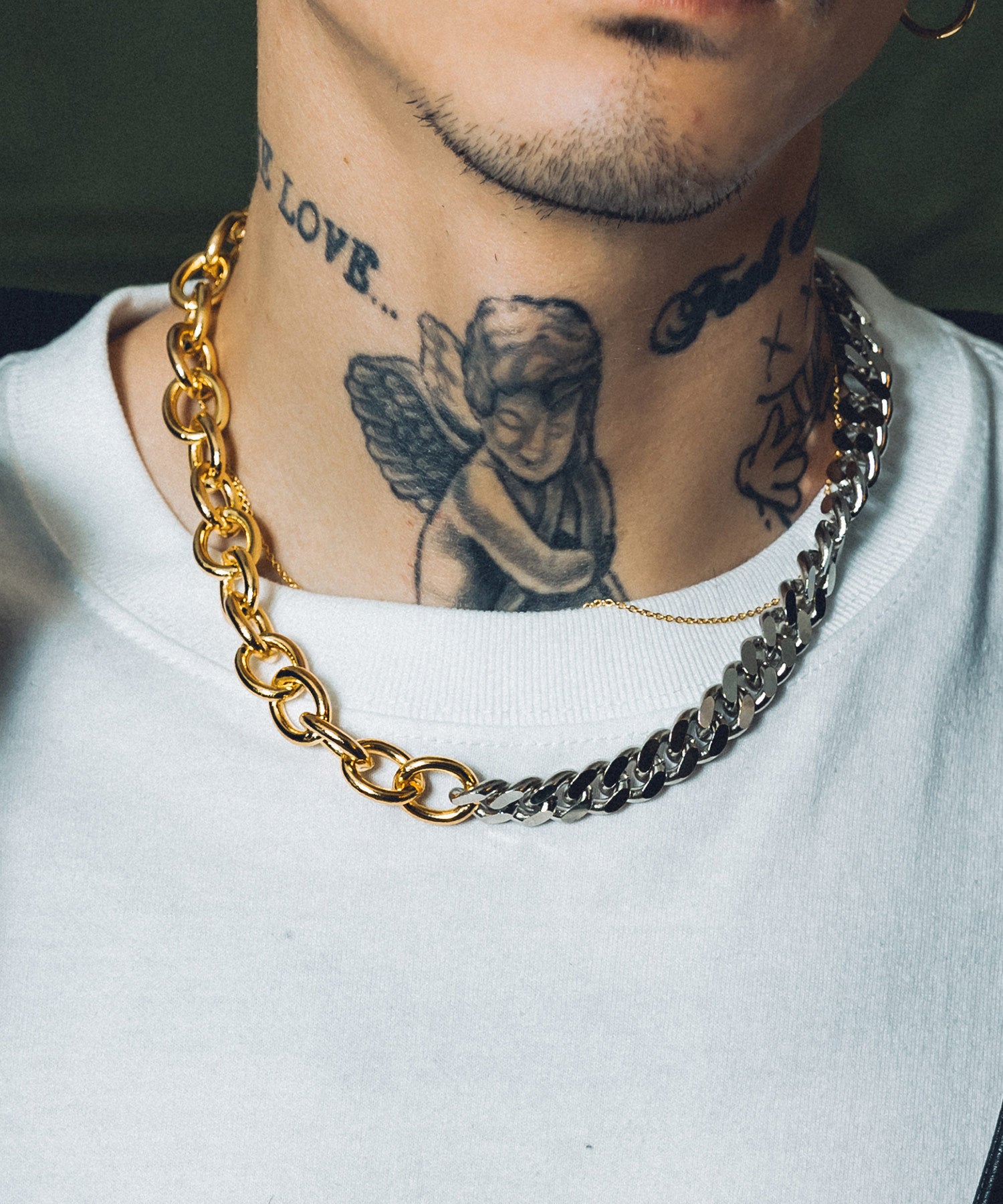 Thick combi chain necklace