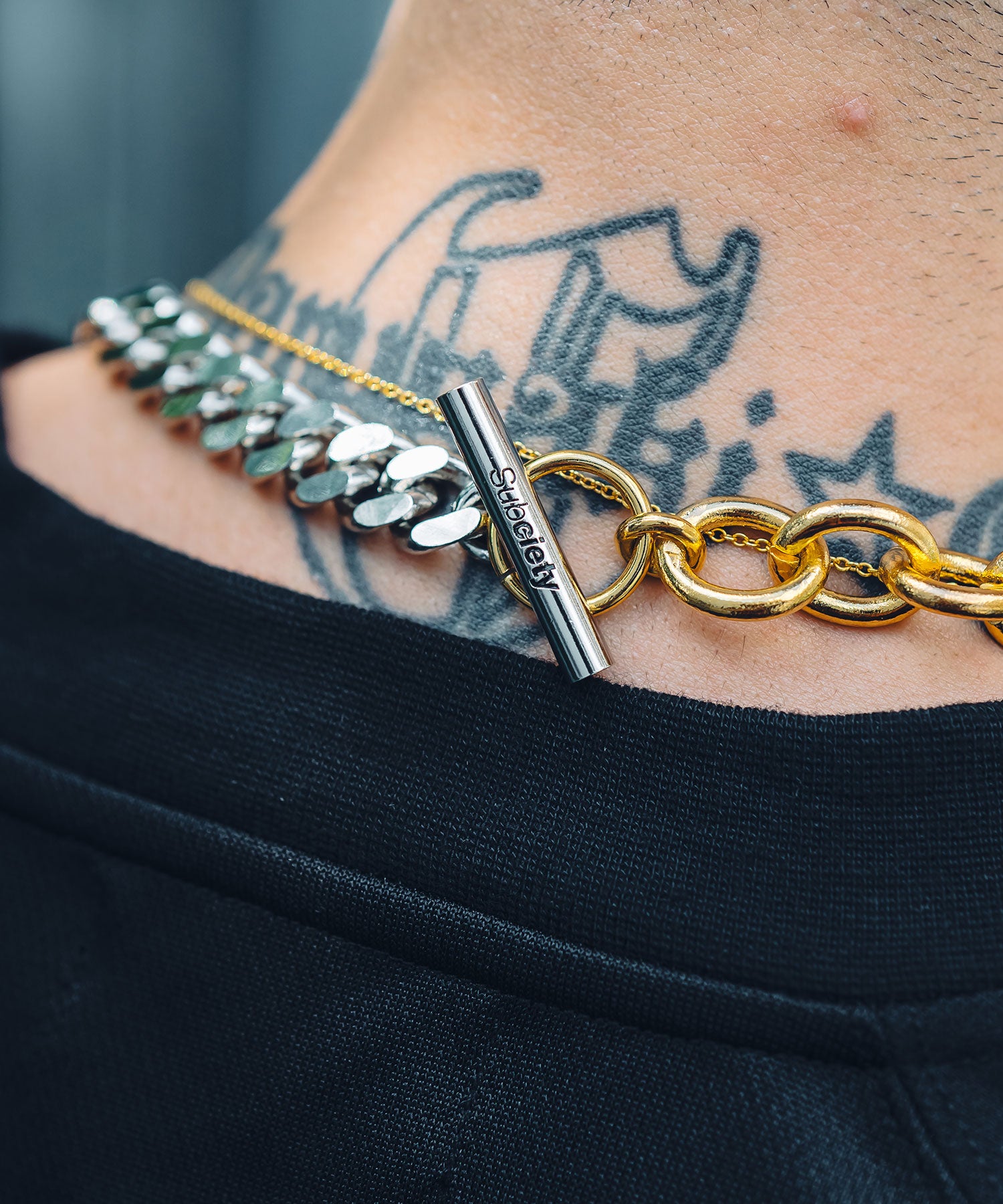 Thick combi chain necklace