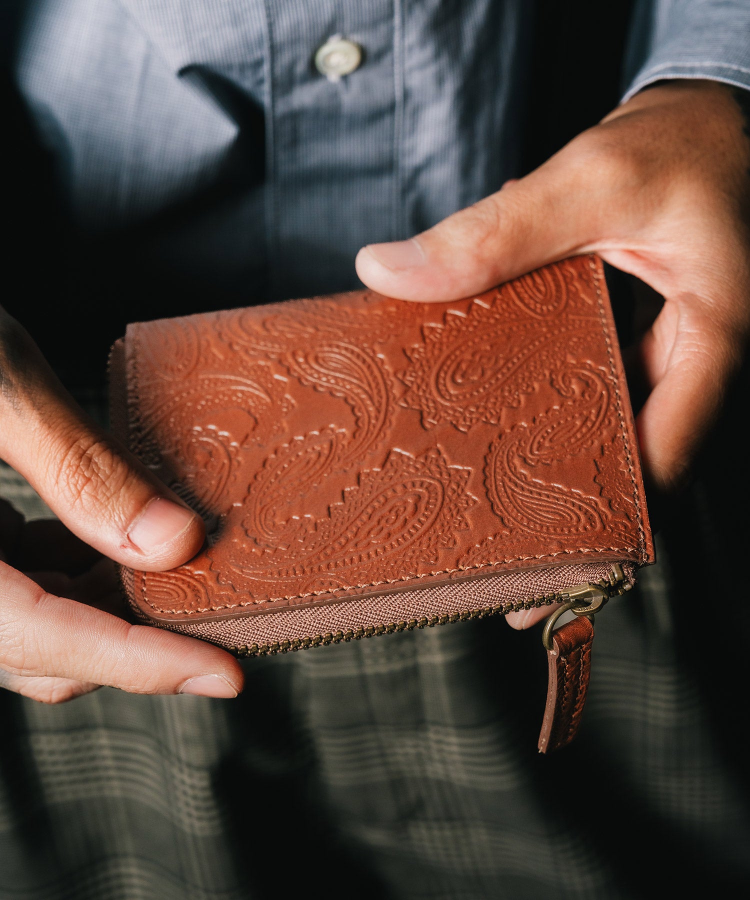 Paisley leather wallet