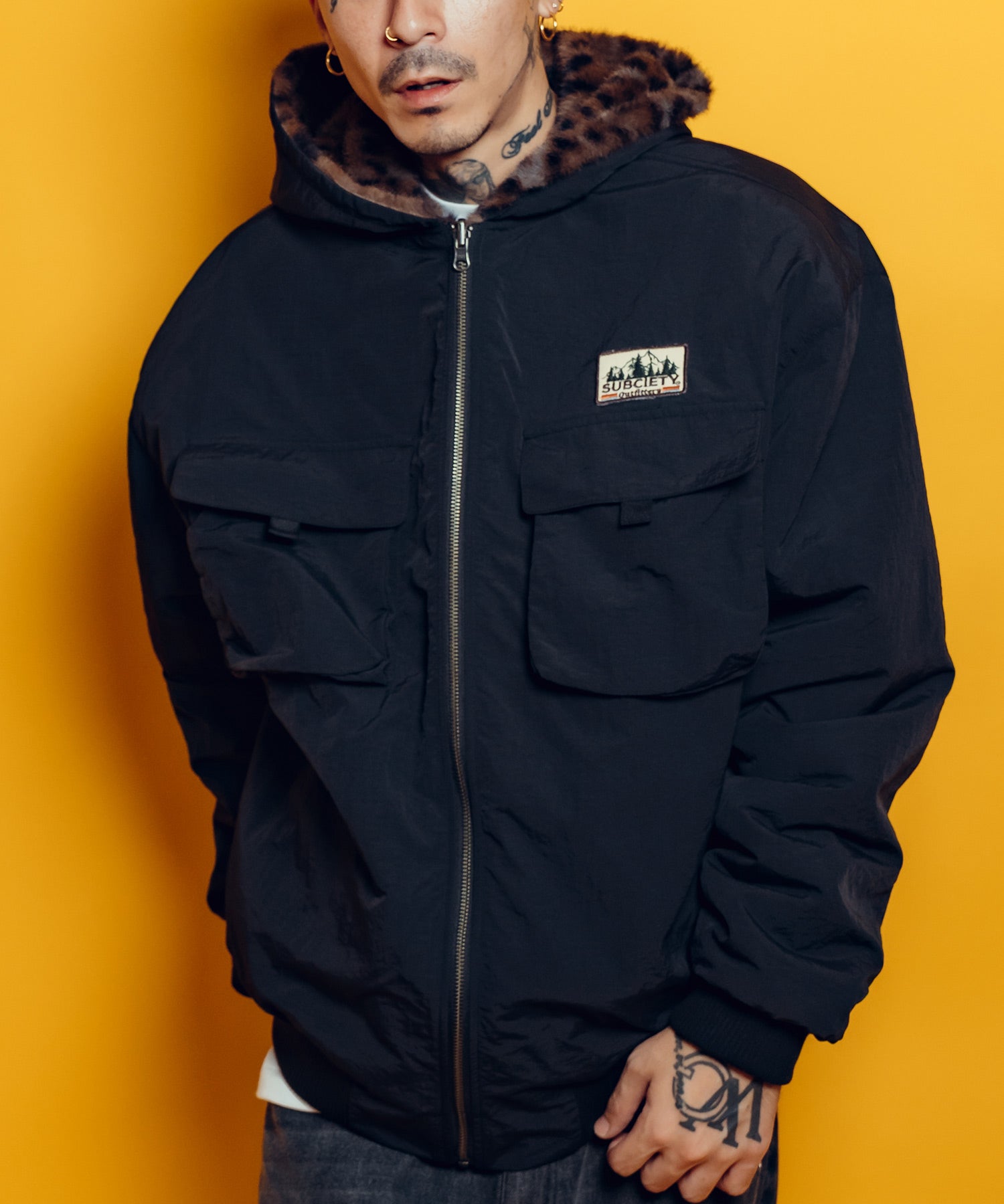Reversible nylon fur blouson