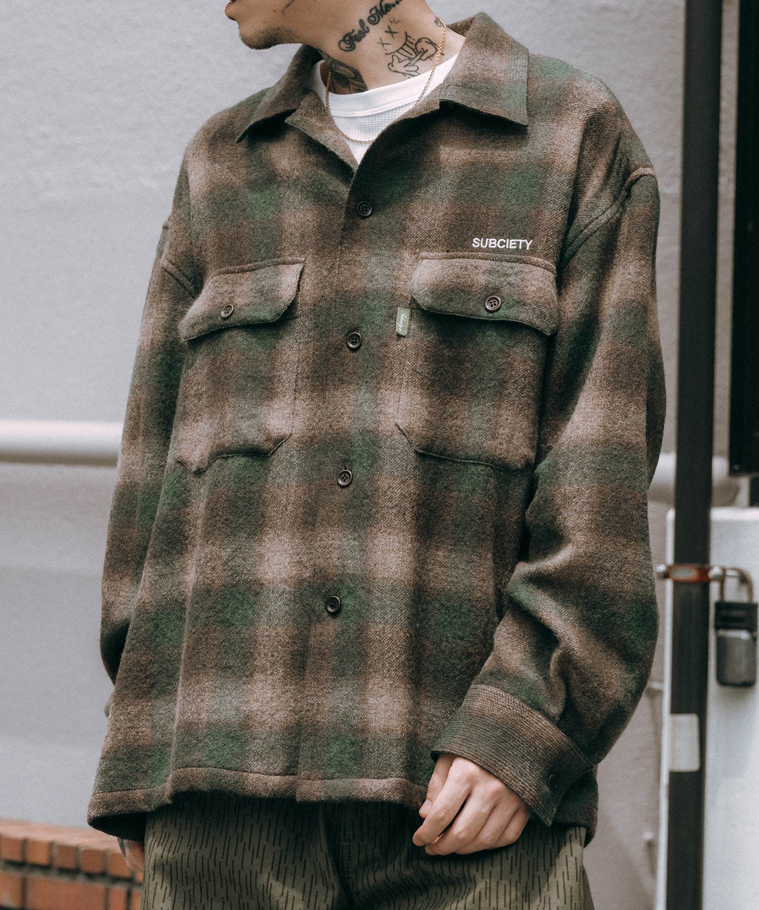 Wool ombre check shirt