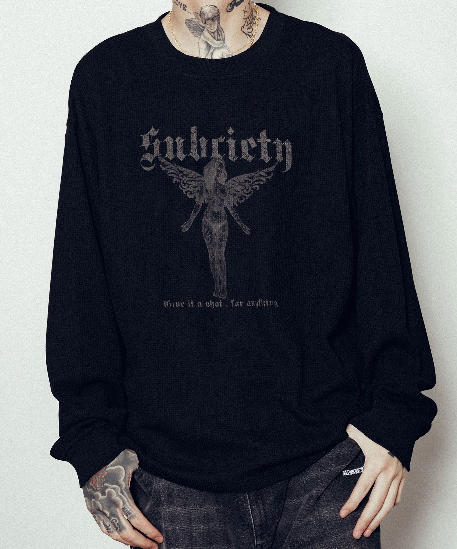 Washed thermal tee