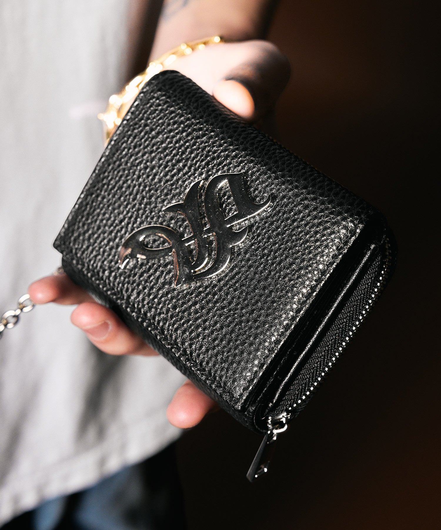 Logo plate leather wallet-thumbmail-7