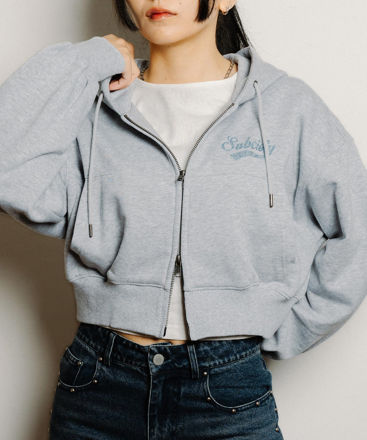 Rhinestone zip hoodie【WOMENS】-thumbmail-11