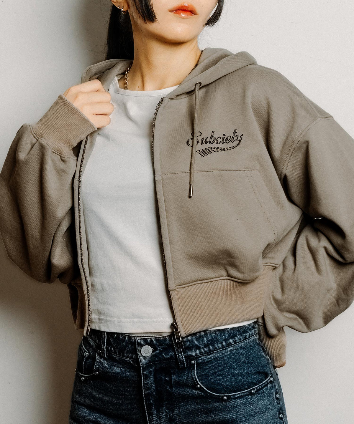 Rhinestone zip hoodie【WOMENS】-thumbmail-17