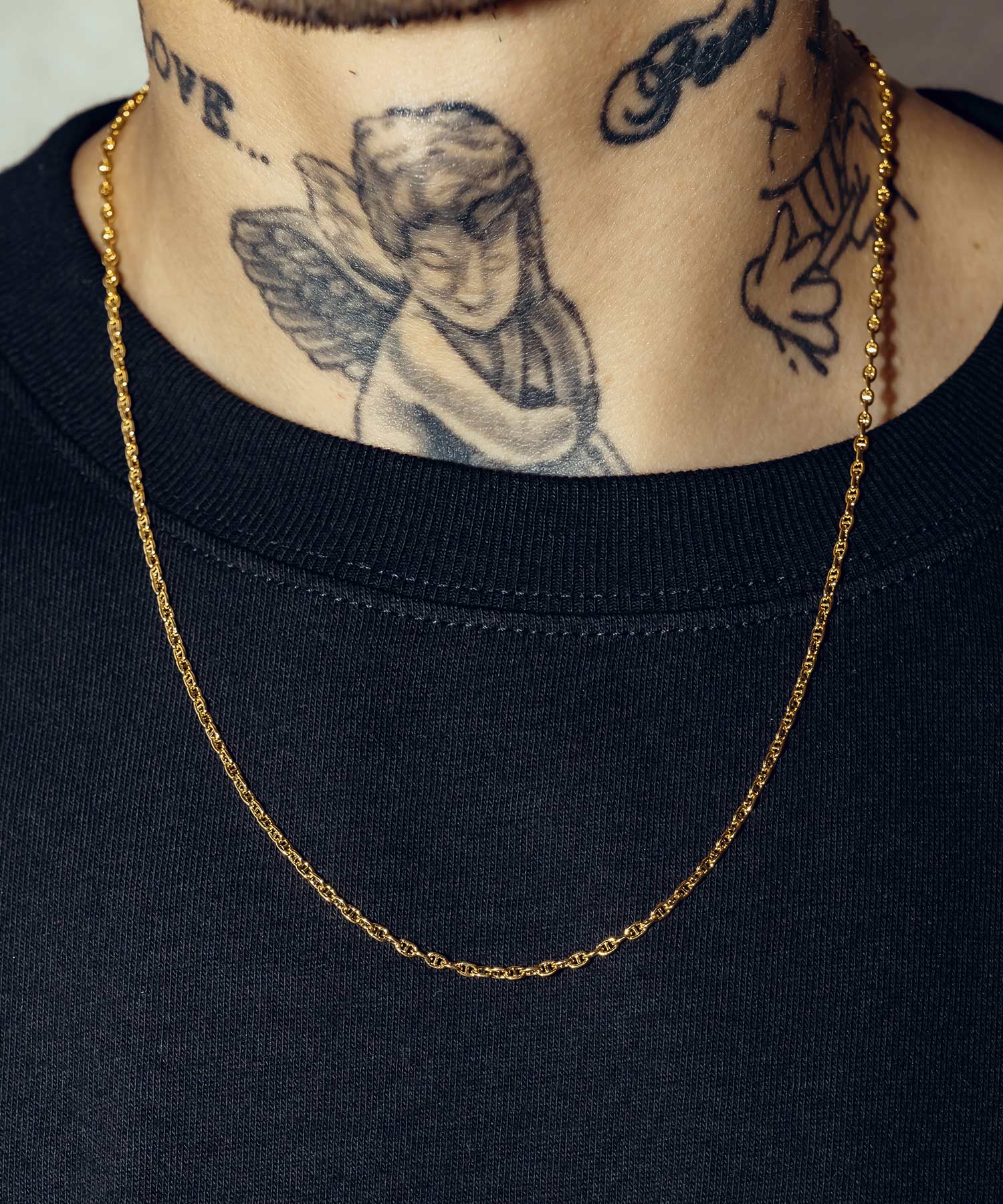 Silver chain necklace-anchor-