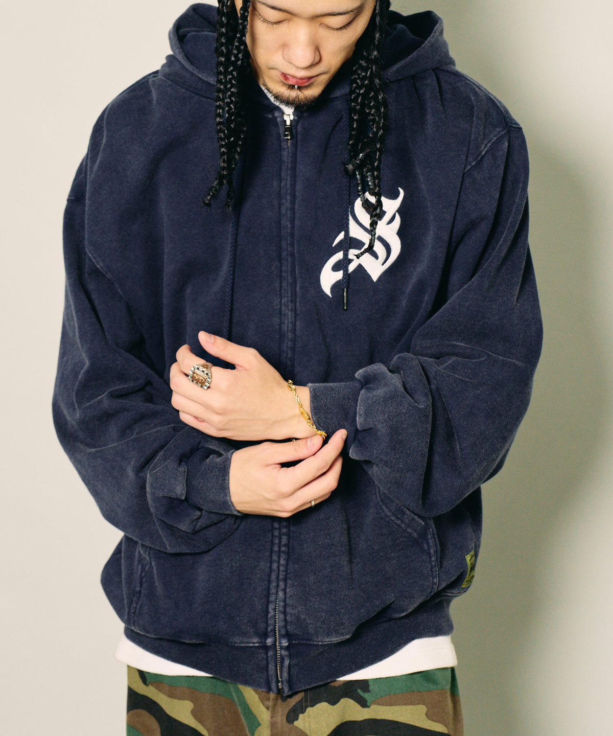 Fade wash zip hoodie