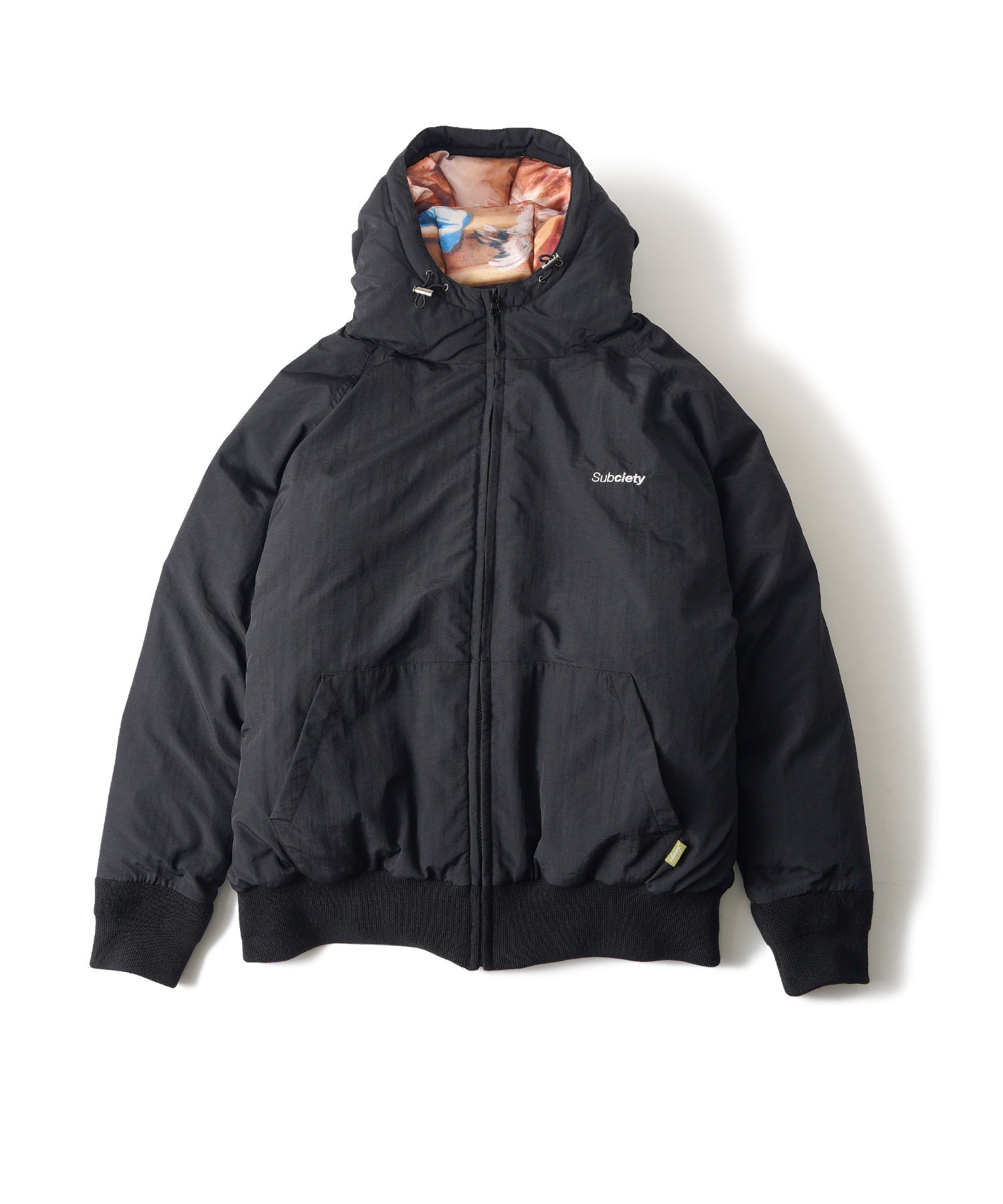 Nylon puff hooded jkt