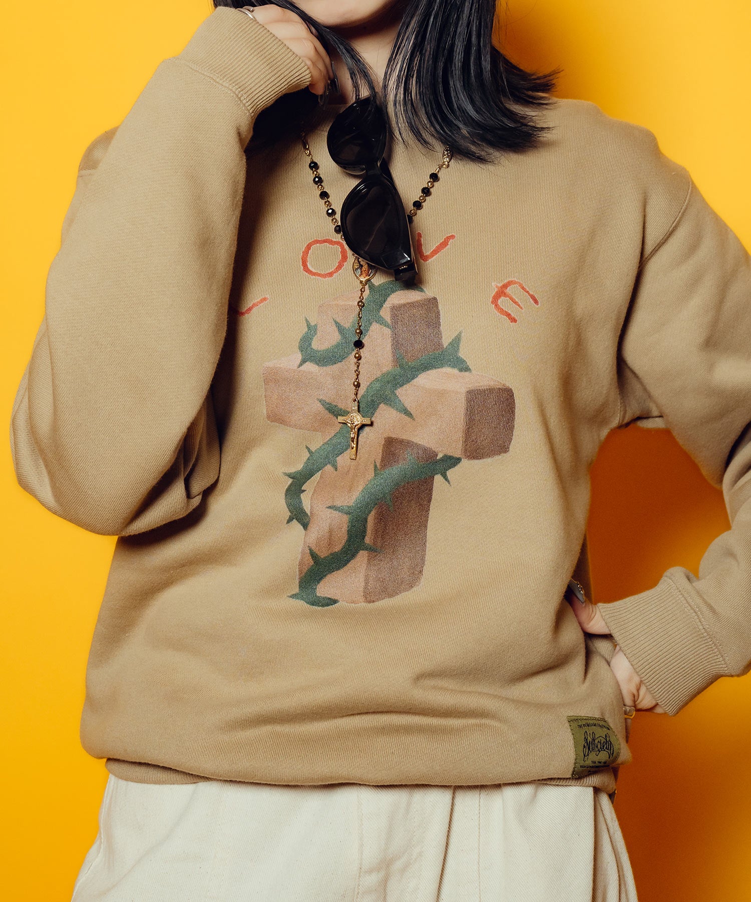 【WOMEN】Thorn cross sweat shirt