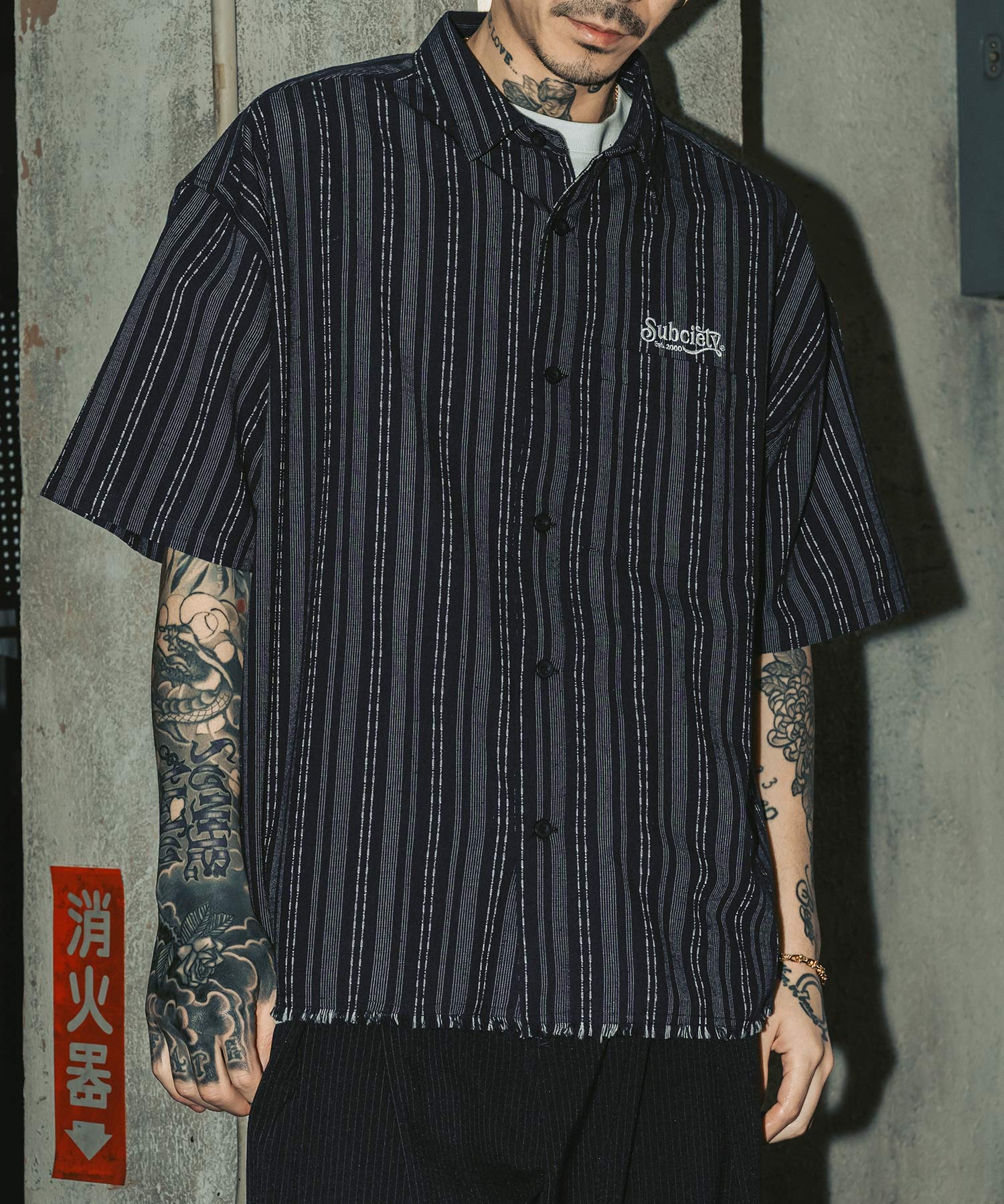 Jacquard stripe wide shirt-thumbmail-3