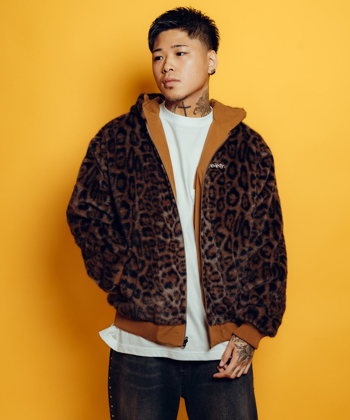 Reversible Nylon Faux Fur Blouson-thumbmail-18