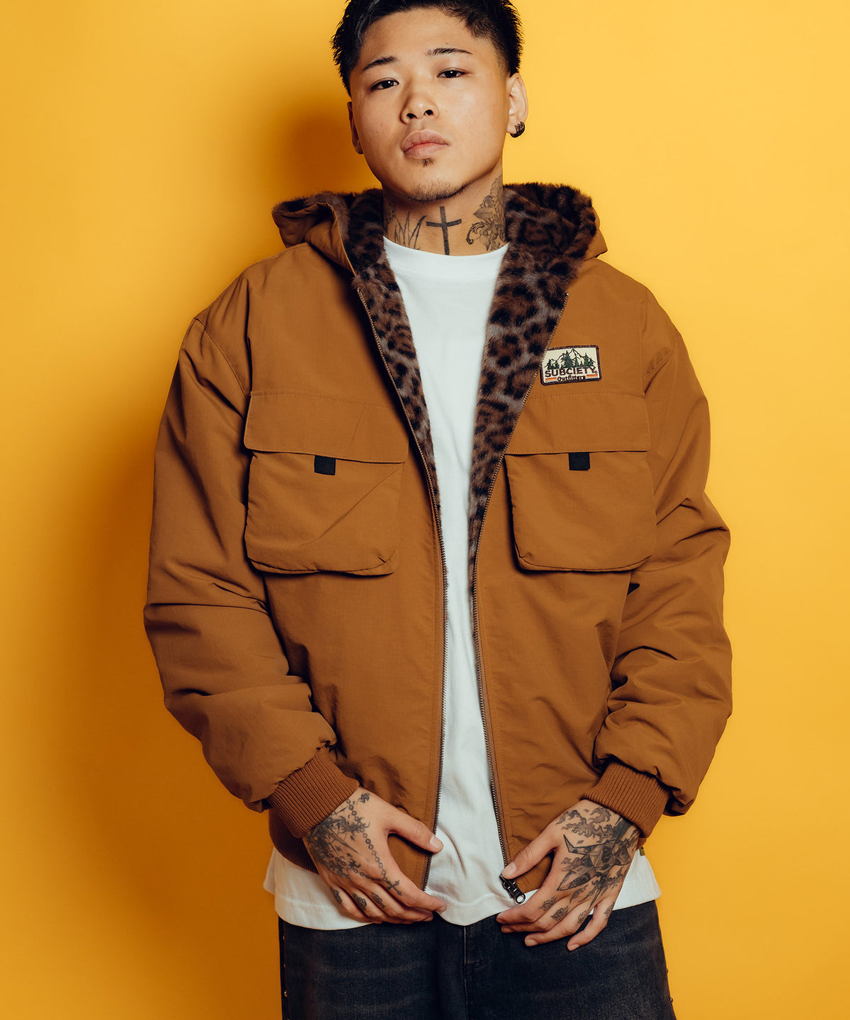 Reversible Nylon Faux Fur Blouson-thumbmail-16