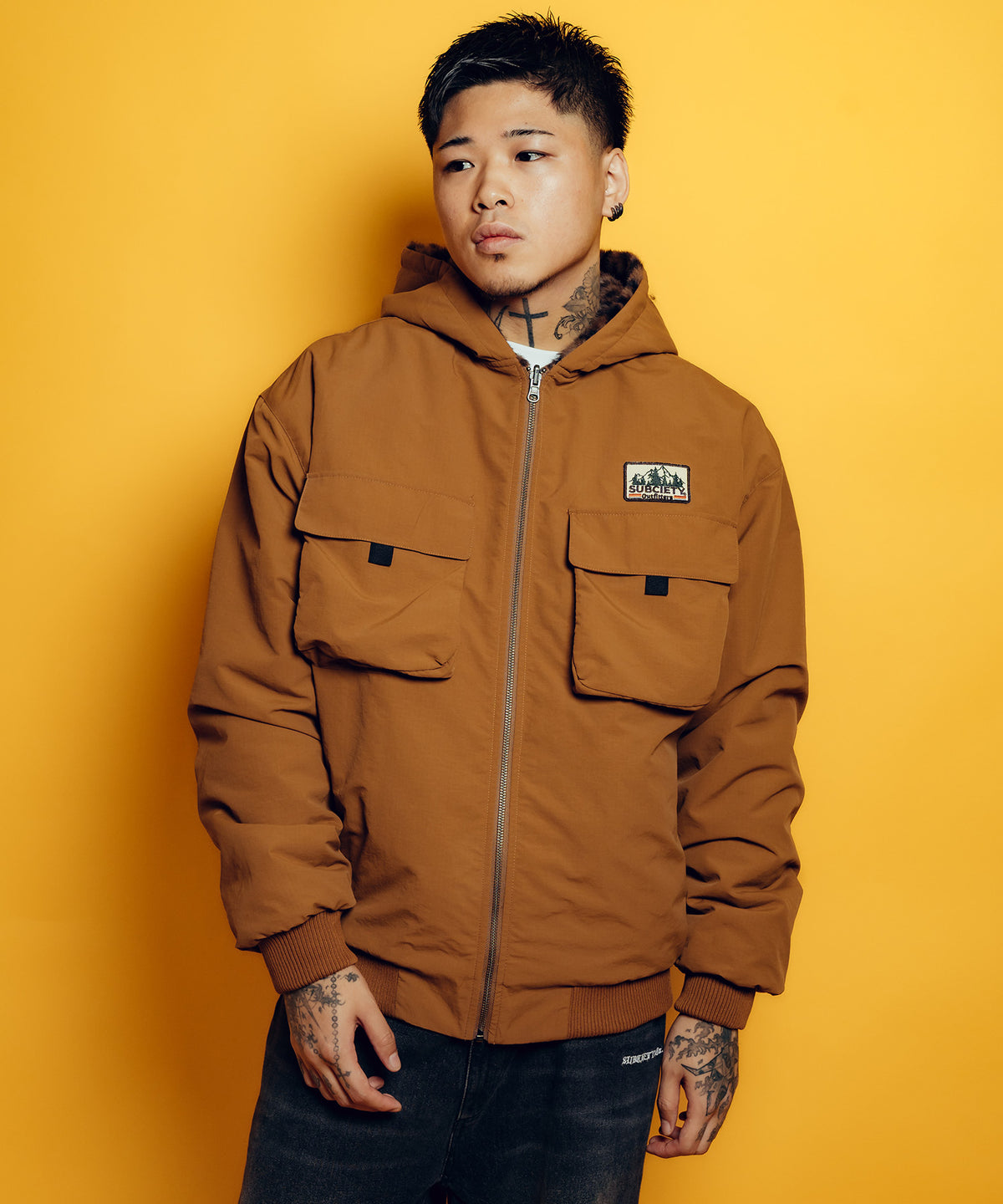 Reversible Nylon Faux Fur Blouson-thumbmail-17
