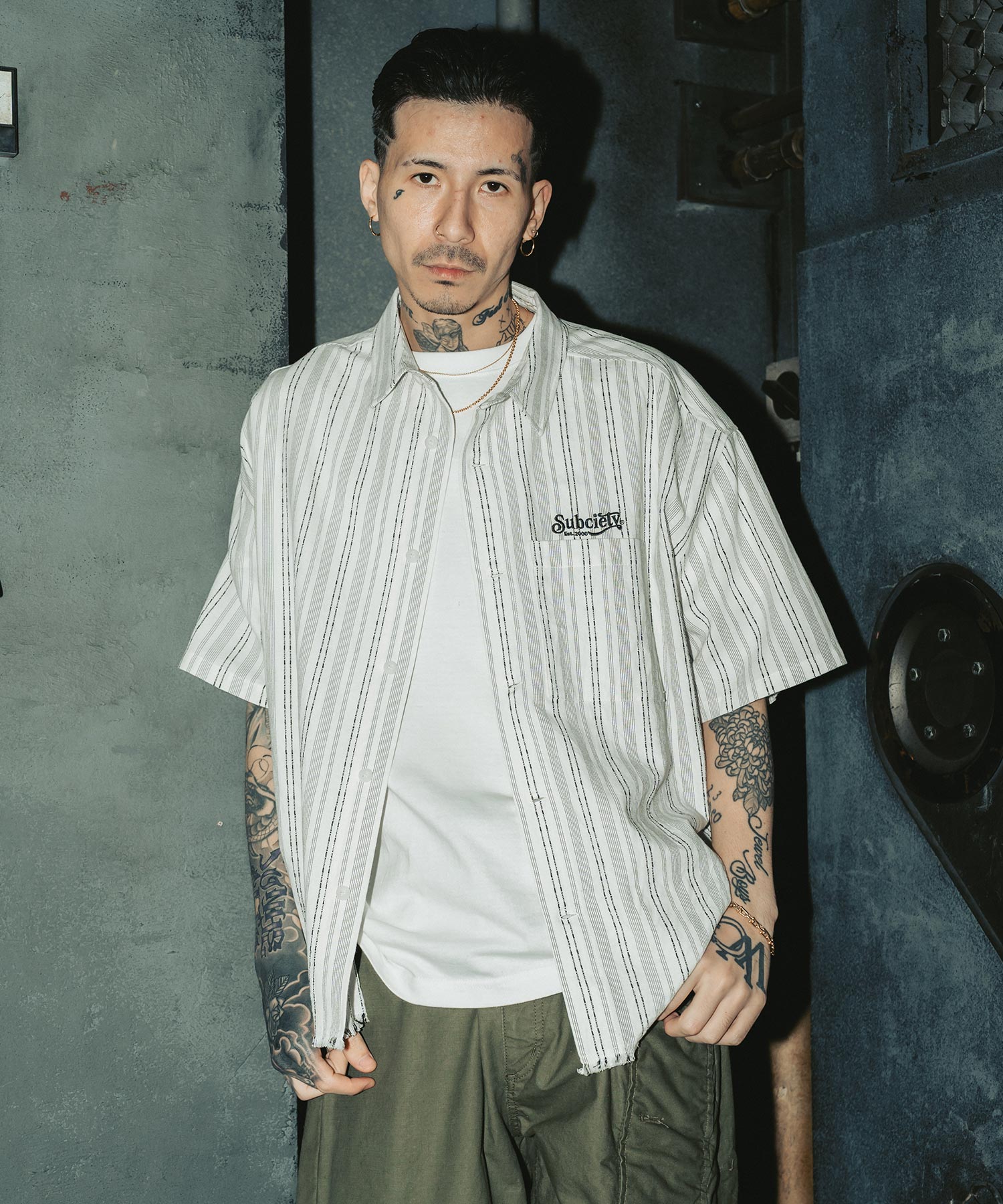 Jacquard stripe wide shirt-thumbmail-5
