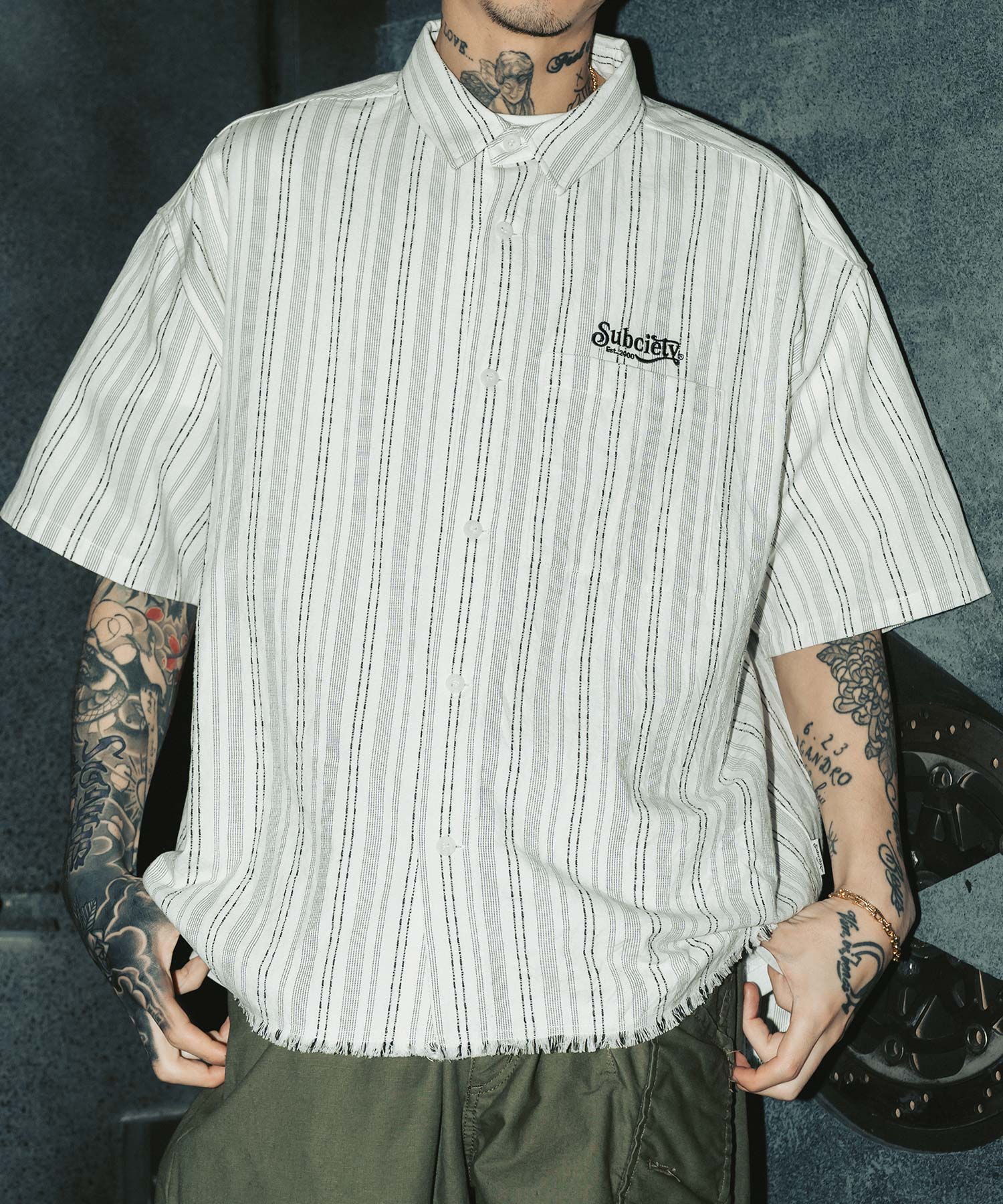 Jacquard stripe wide shirt-thumbmail-6