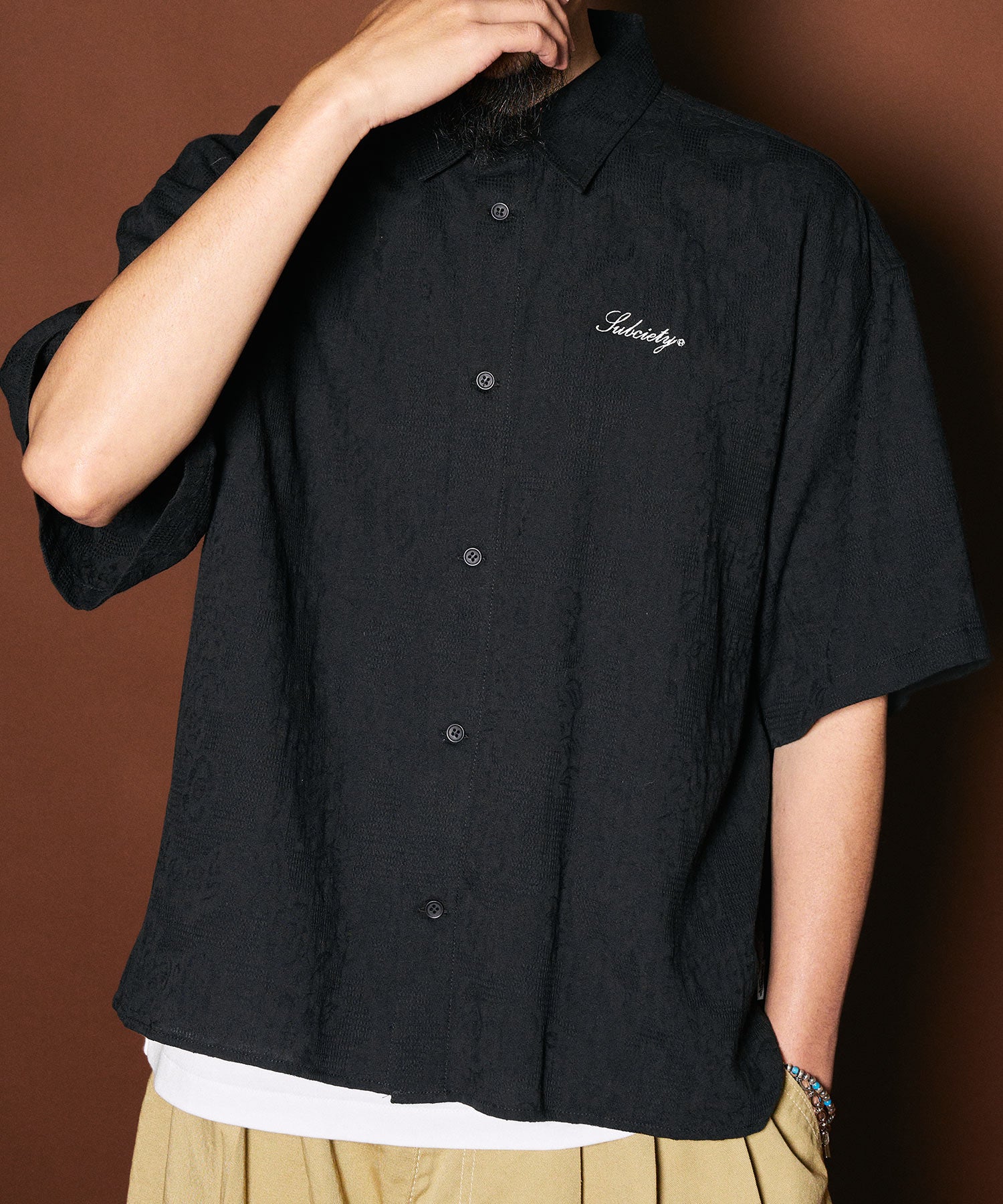 Flower jacquard shirt