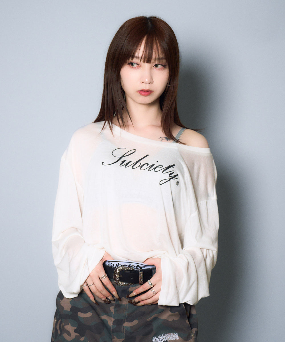 Off-shoulder sheer top