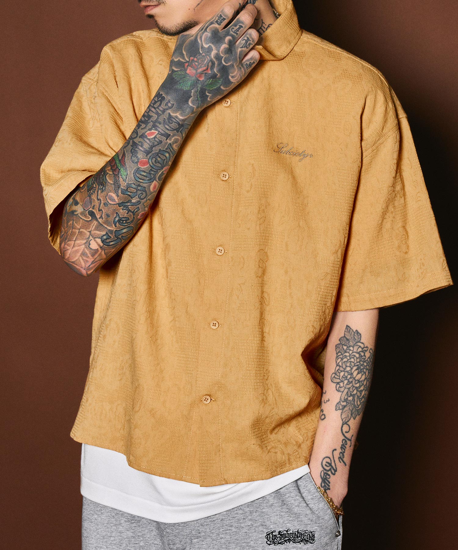Flower jacquard shirt
